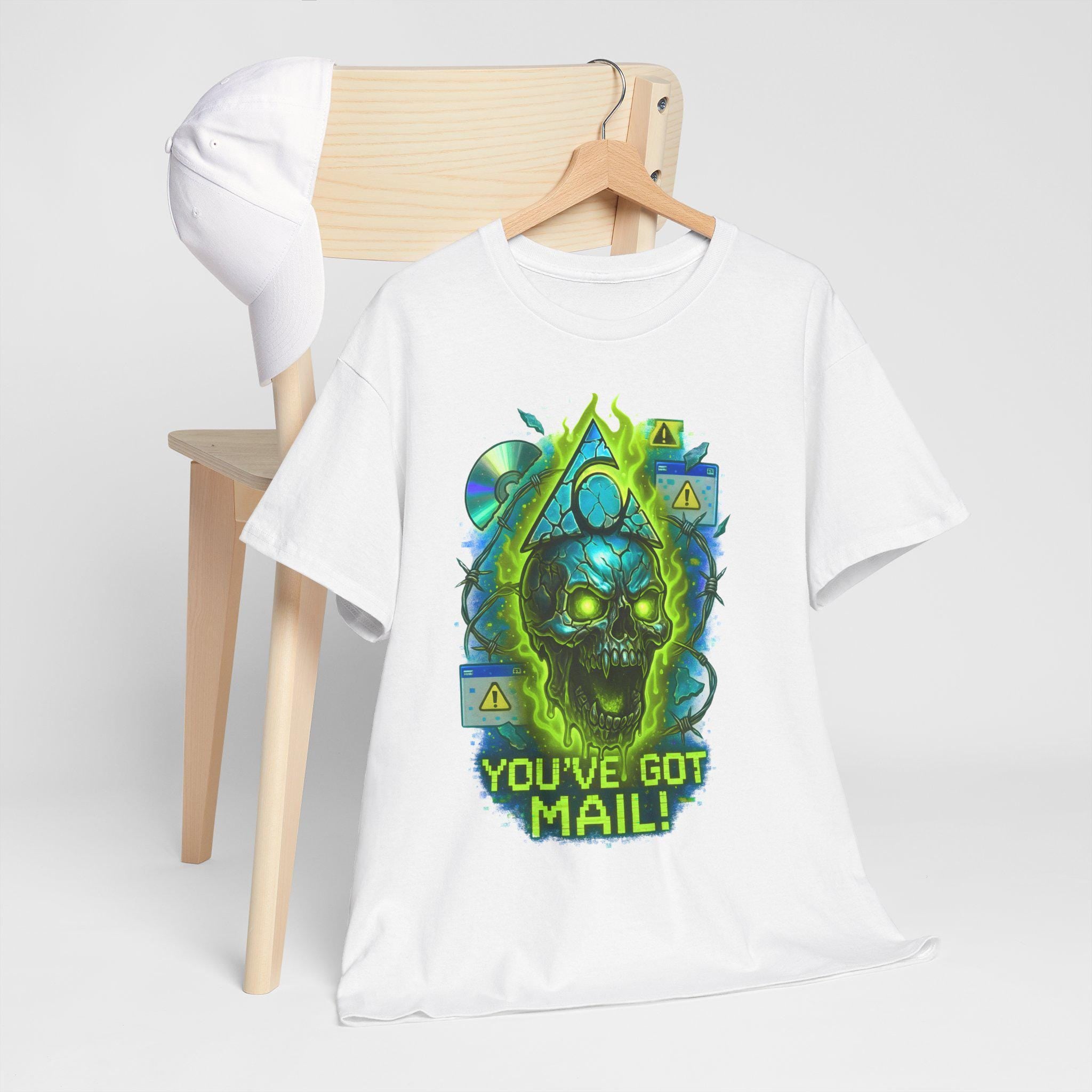 Retro Skull Mail Graphic Tee - Unisex Cotton T-Shirt, Edgy Pop Culture Fashion Gift