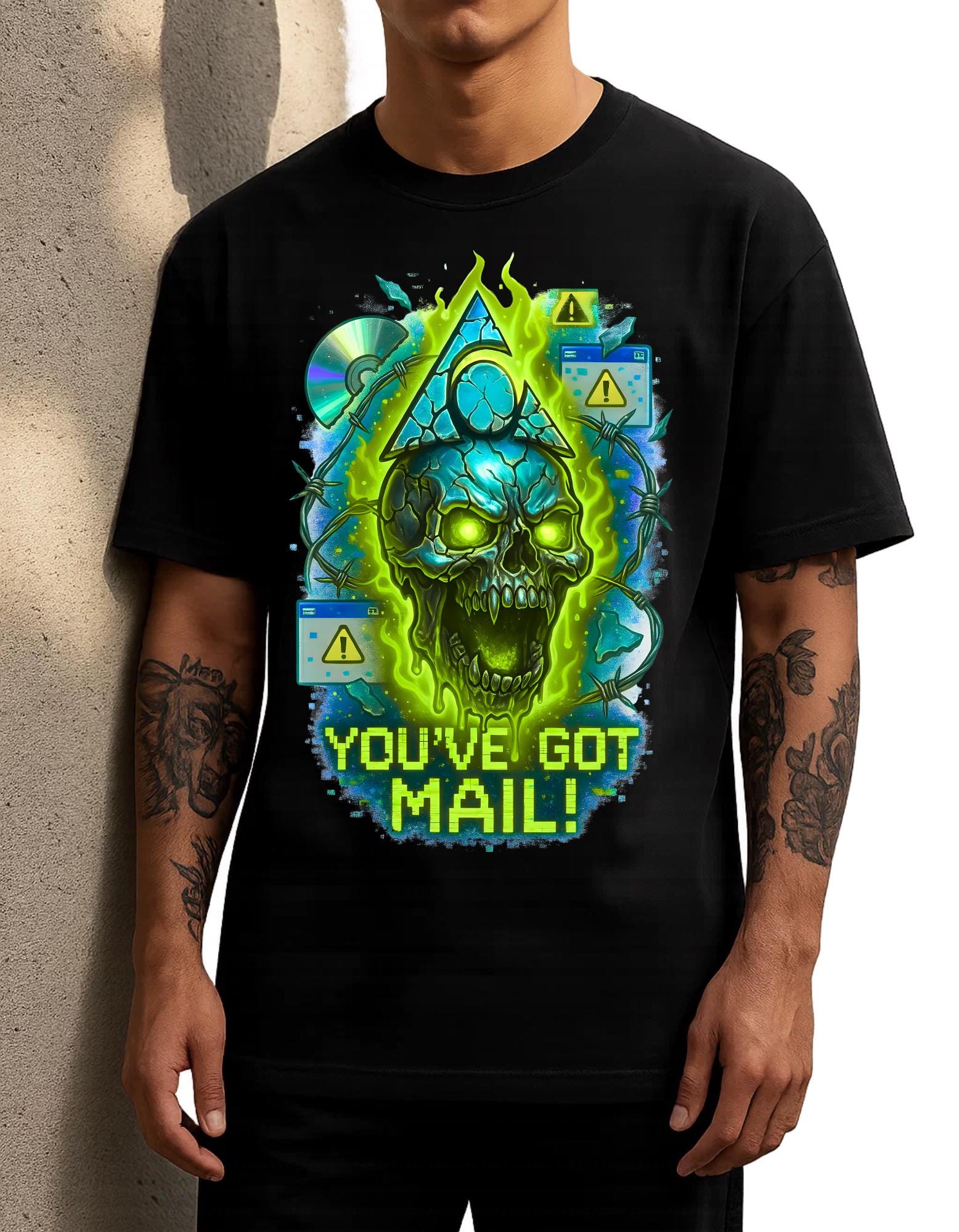 Retro Skull Mail Graphic Tee - Unisex Cotton T-Shirt, Edgy Pop Culture Fashion Gift