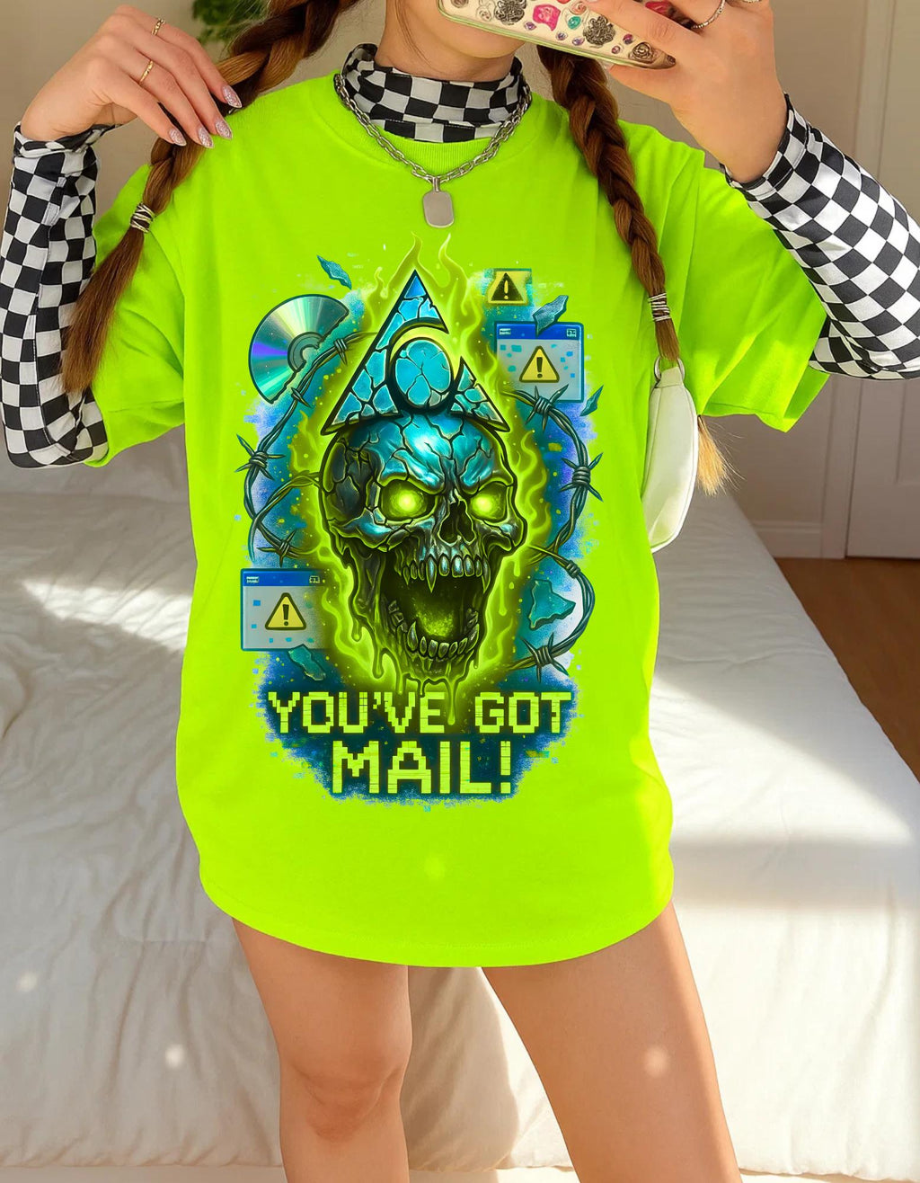 Retro Skull Mail Graphic Tee - Unisex Cotton T-Shirt, Edgy Pop Culture Fashion Gift