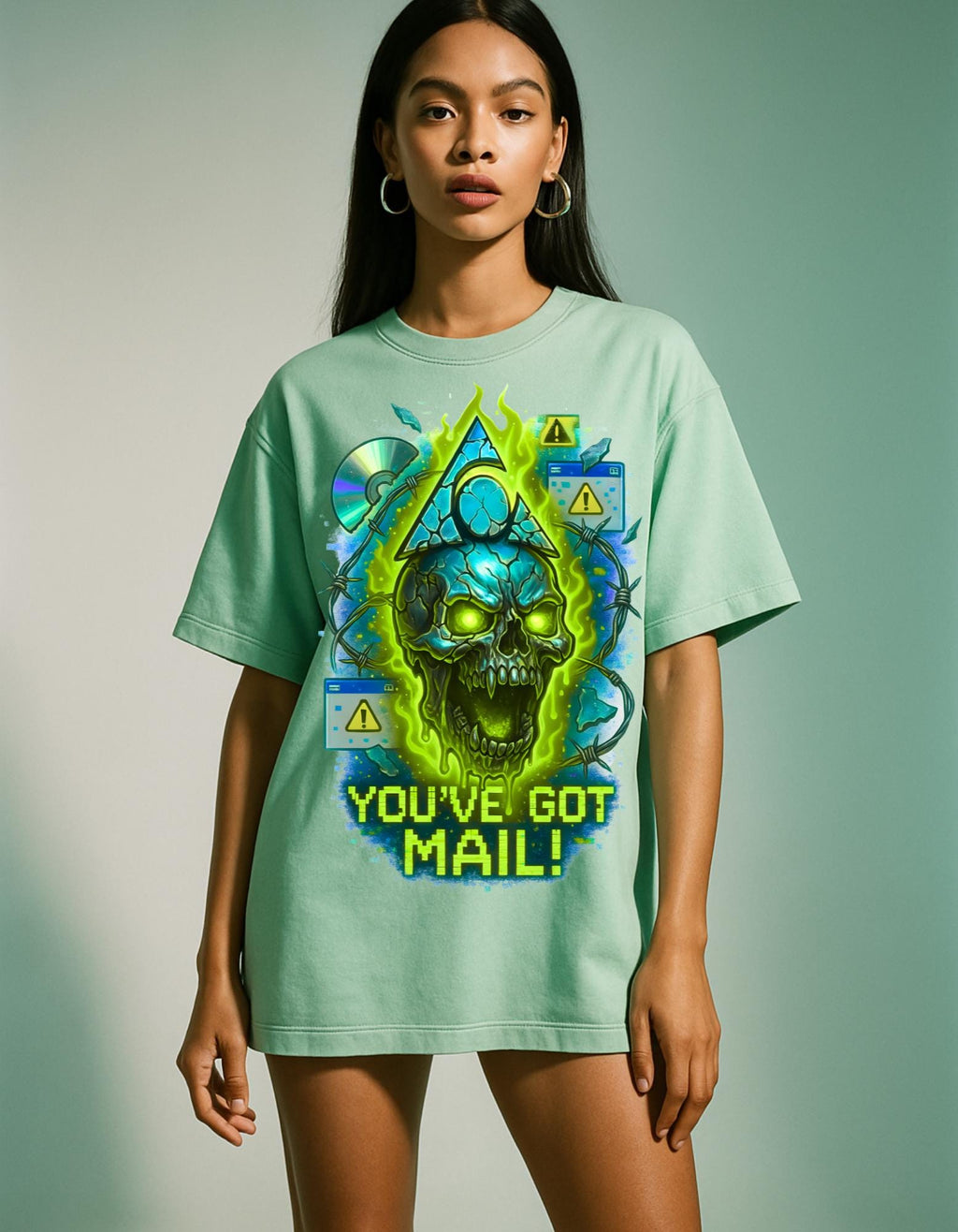 Retro Skull Mail Graphic Tee - Unisex Cotton T-Shirt, Edgy Pop Culture Fashion Gift