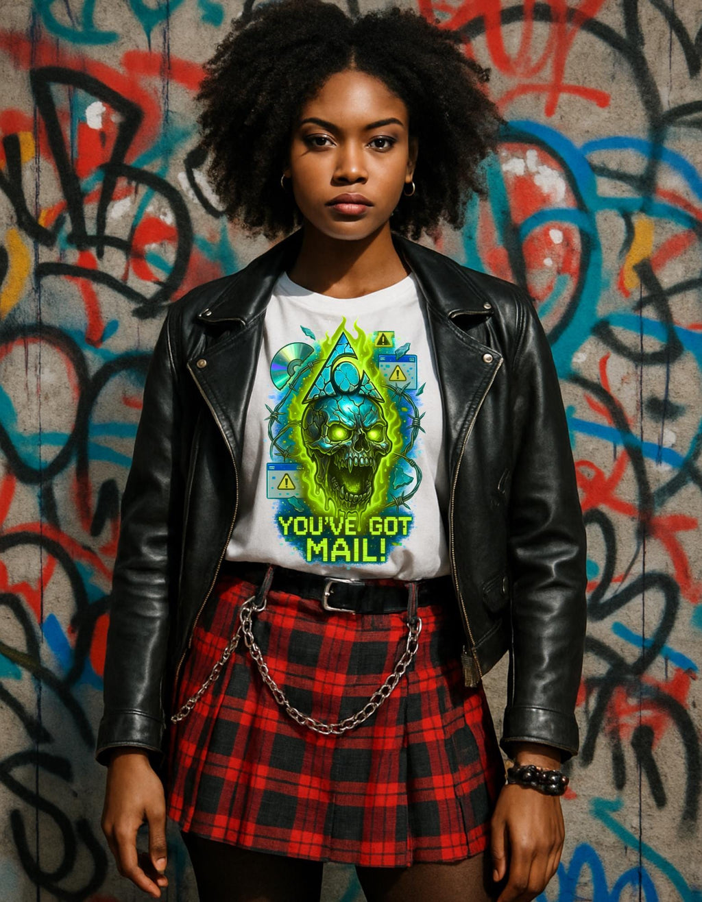 Retro Skull Mail Graphic Tee - Unisex Cotton T-Shirt, Edgy Pop Culture Fashion Gift