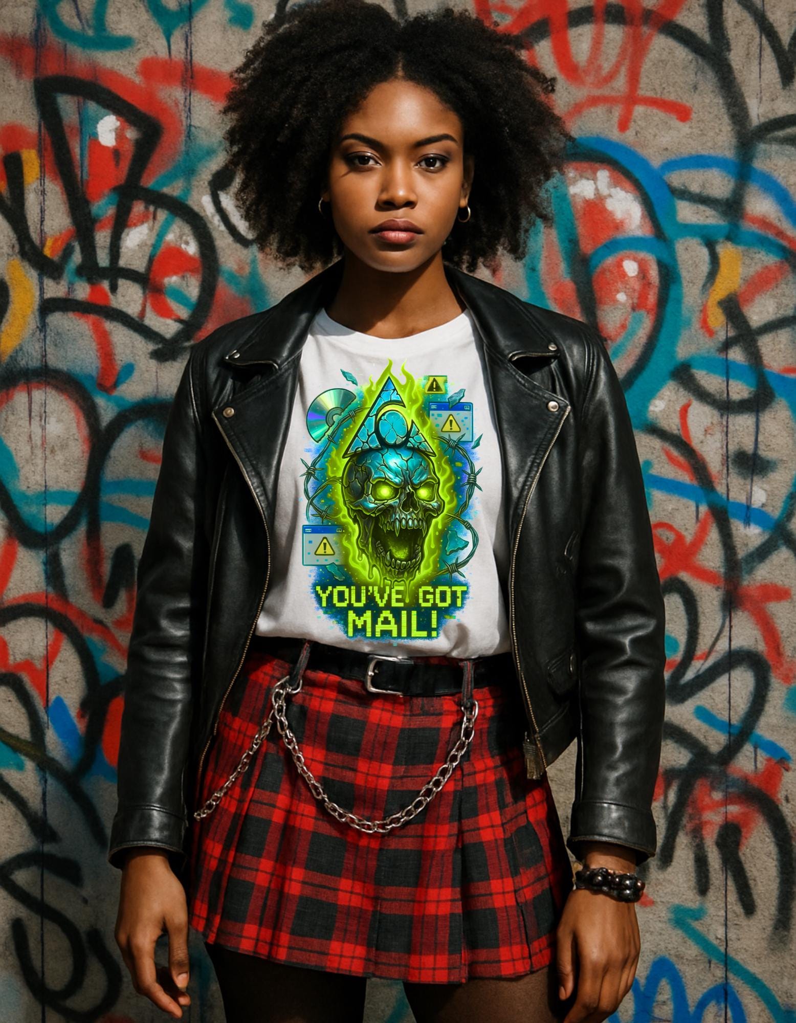 Retro Skull Mail Graphic Tee - Unisex Cotton T-Shirt, Edgy Pop Culture Fashion Gift