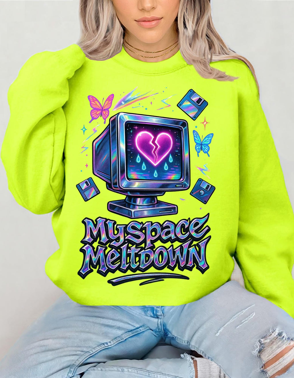 Vintage '90s Myspace Meltdown Sweatshirt: Retro Tech Geek Pullover