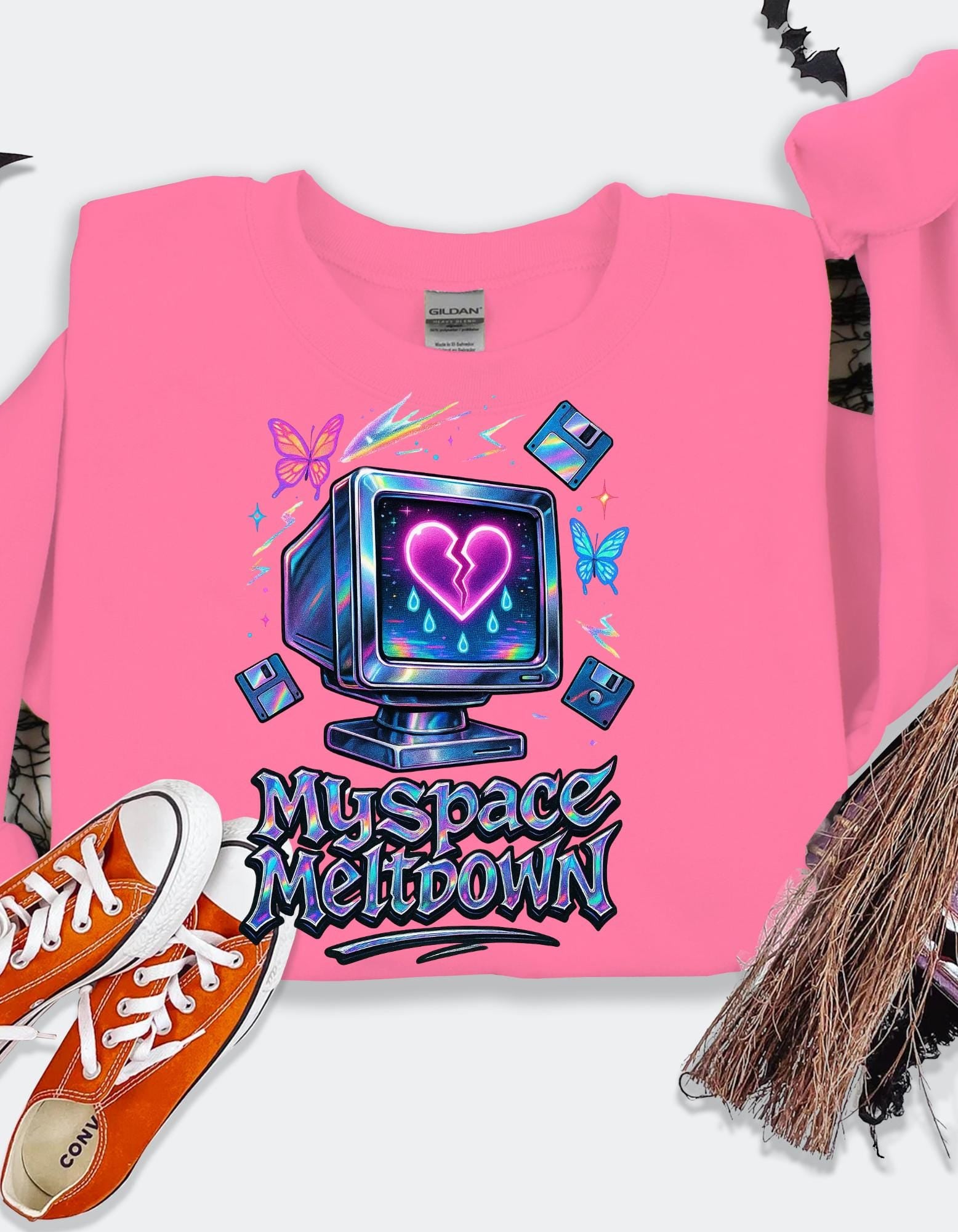 Vintage '90s Myspace Meltdown Sweatshirt: Retro Tech Geek Pullover
