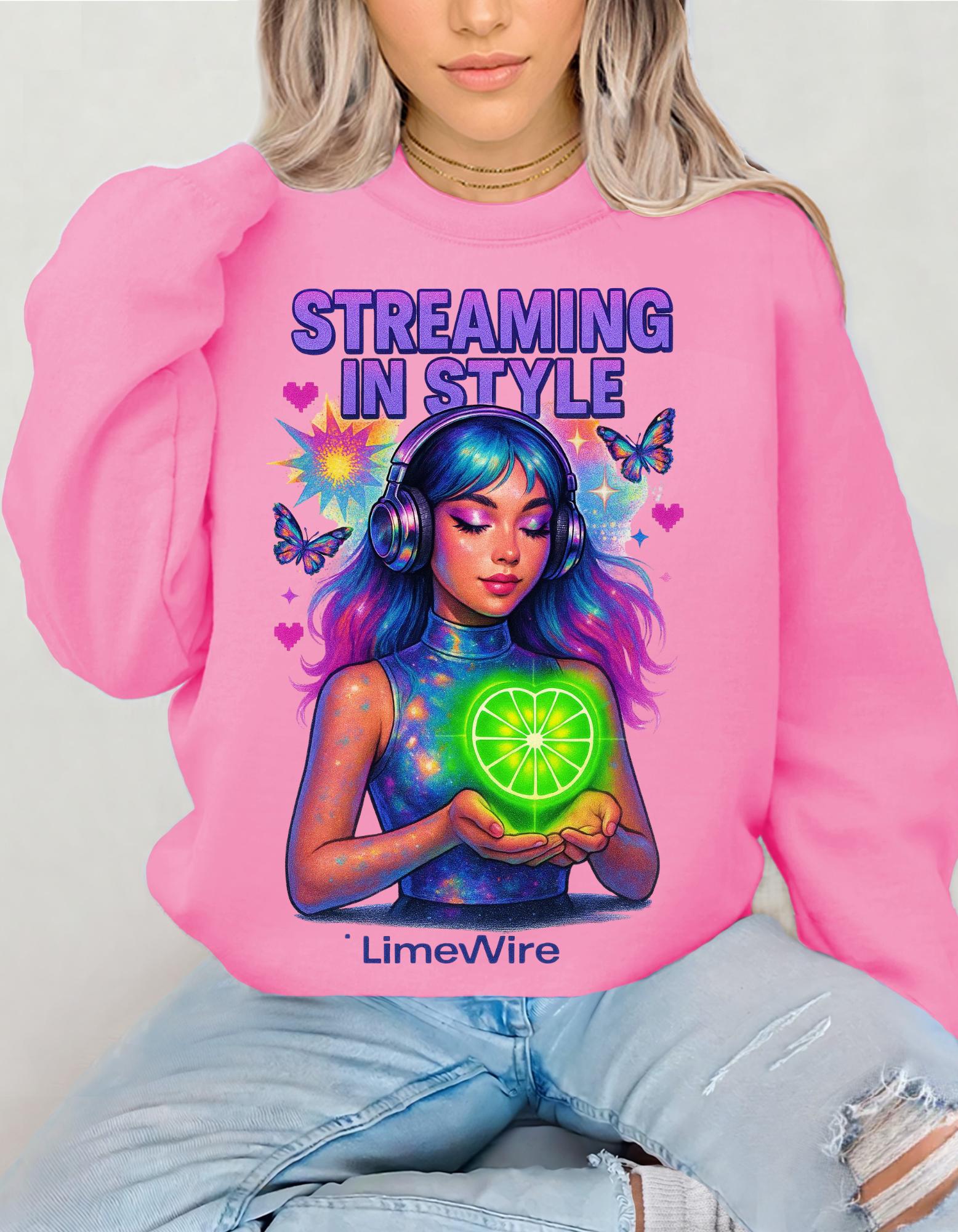 Retro Limewire Heart Crewneck: Retro Music Lover Pullover Sweatshirt for millennials Street Style