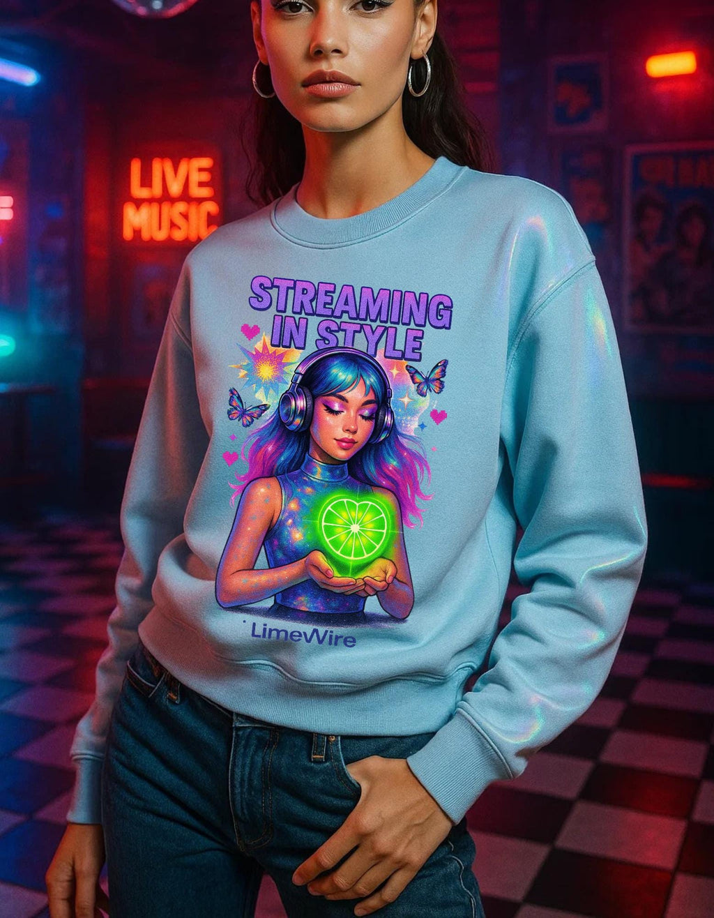 Retro Limewire Heart Crewneck: Retro Music Lover Pullover Sweatshirt for millennials Street Style