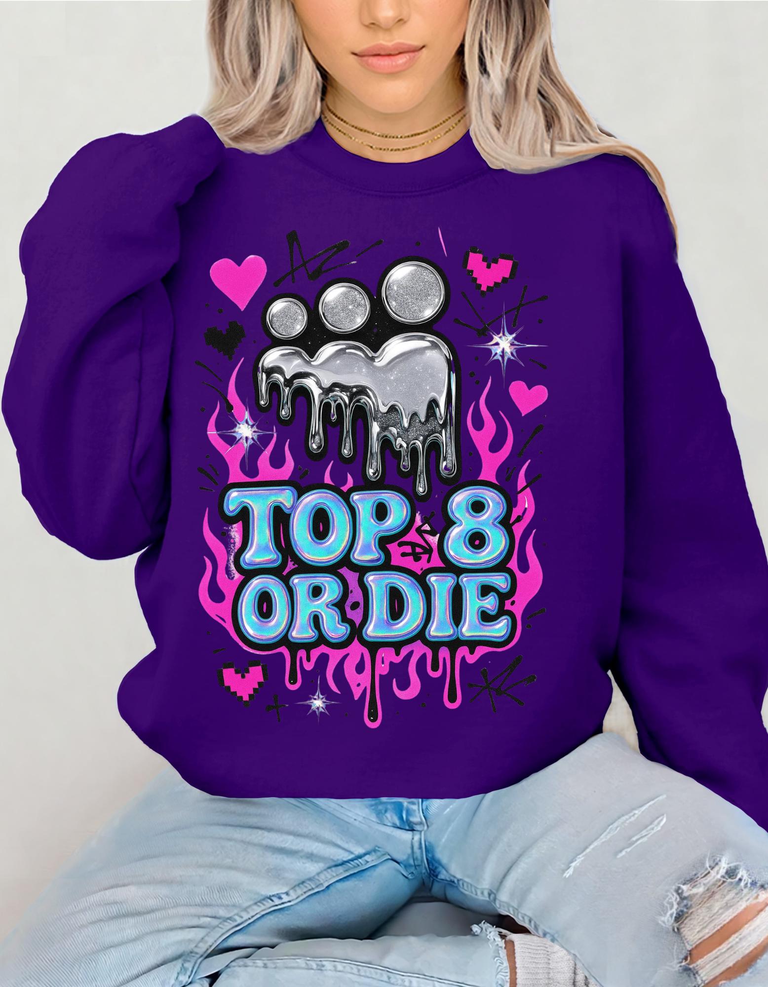 Retro MySpace Top 8 Sweatshirt: Y2K Nostalgia Social Media Throwback Fashion Unisex Pullover