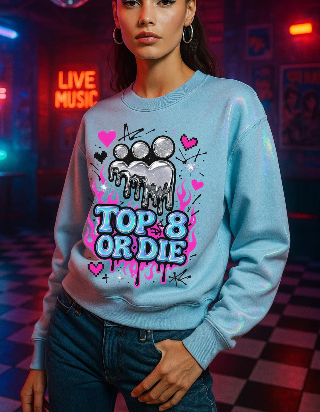 Retro MySpace Top 8 Sweatshirt: Y2K Nostalgia Social Media Throwback Fashion Unisex Pullover