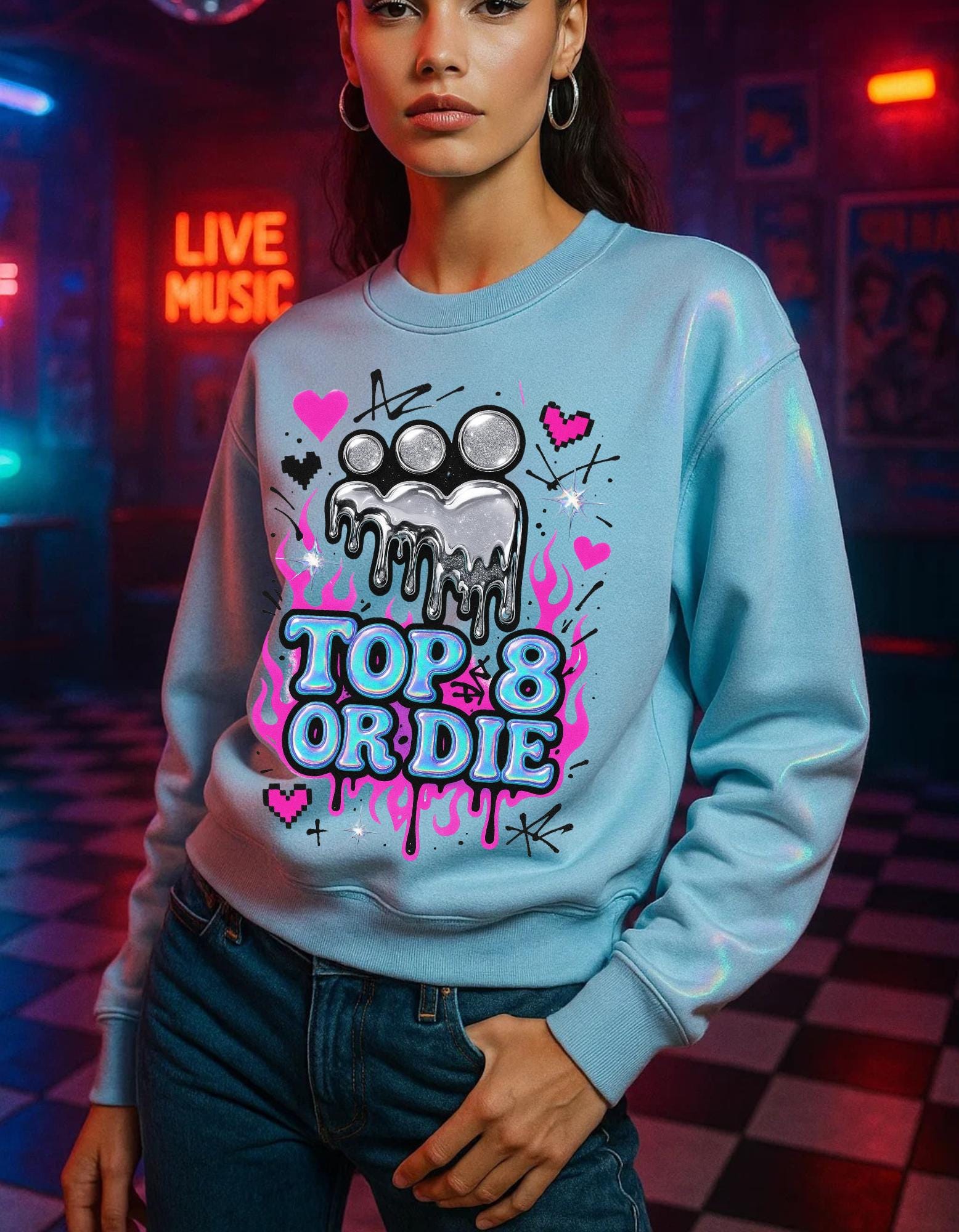 Retro MySpace Top 8 Sweatshirt: Y2K Nostalgia Social Media Throwback Fashion Unisex Pullover