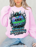 Y2K Mixed Tape Crewneck: Retro 90s 'Forever Buffering' Nostalgic Tech Fashion Sweatshirt