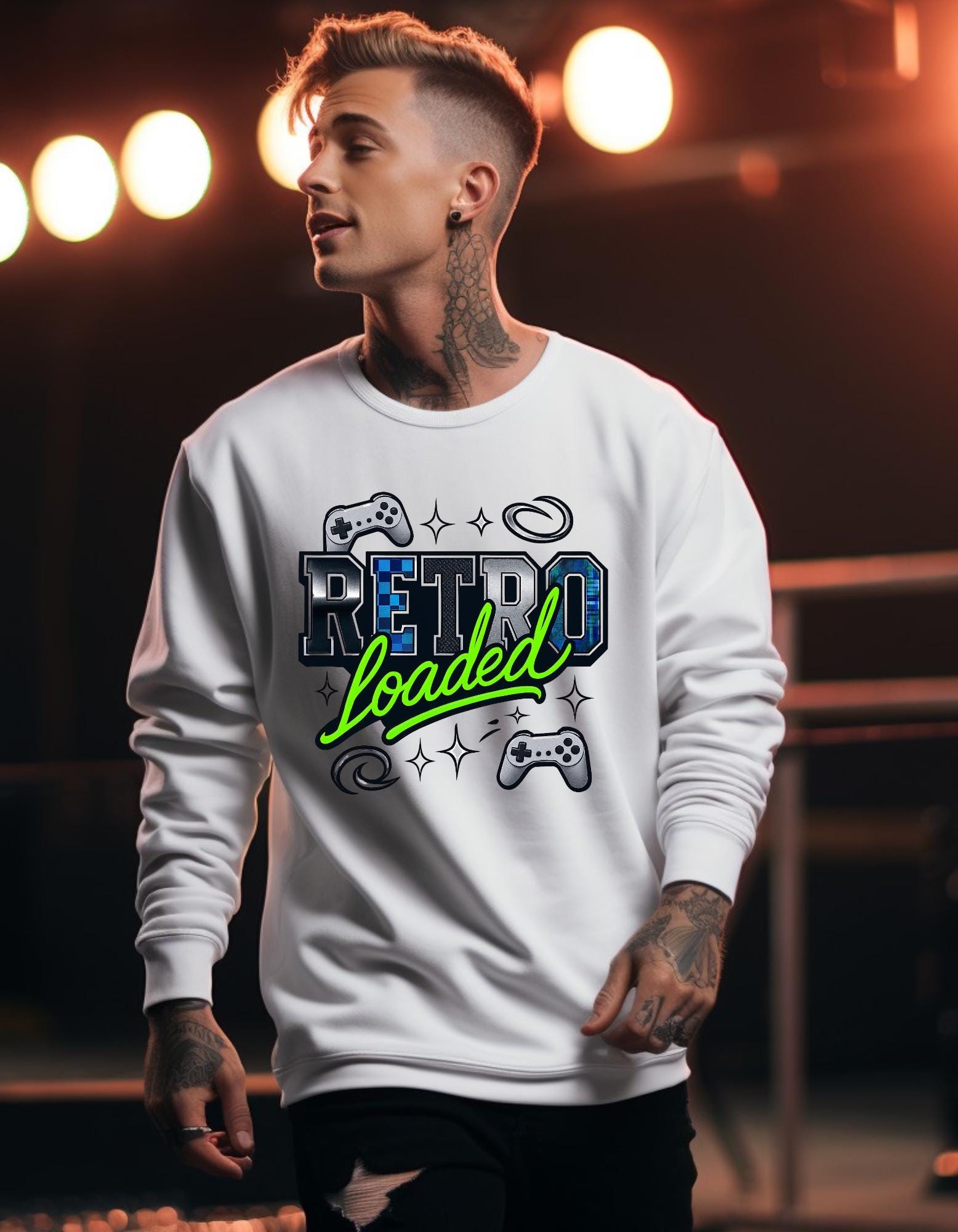 Vintage Gamer Crewneck Sweatshirt: Unisex Cozy Cotton Blend for Retro Gaming Enthusiasts