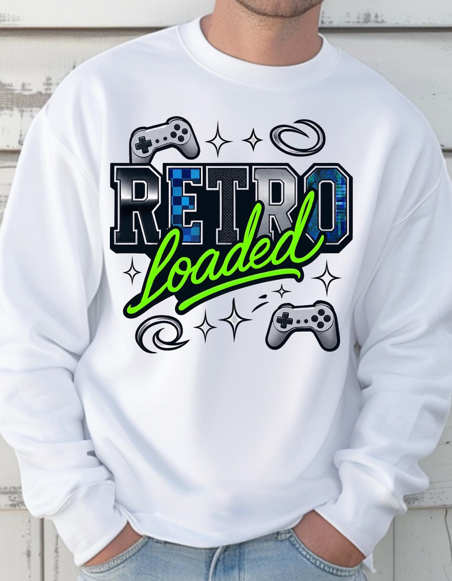 Vintage Gamer Crewneck Sweatshirt: Unisex Cozy Cotton Blend for Retro Gaming Enthusiasts