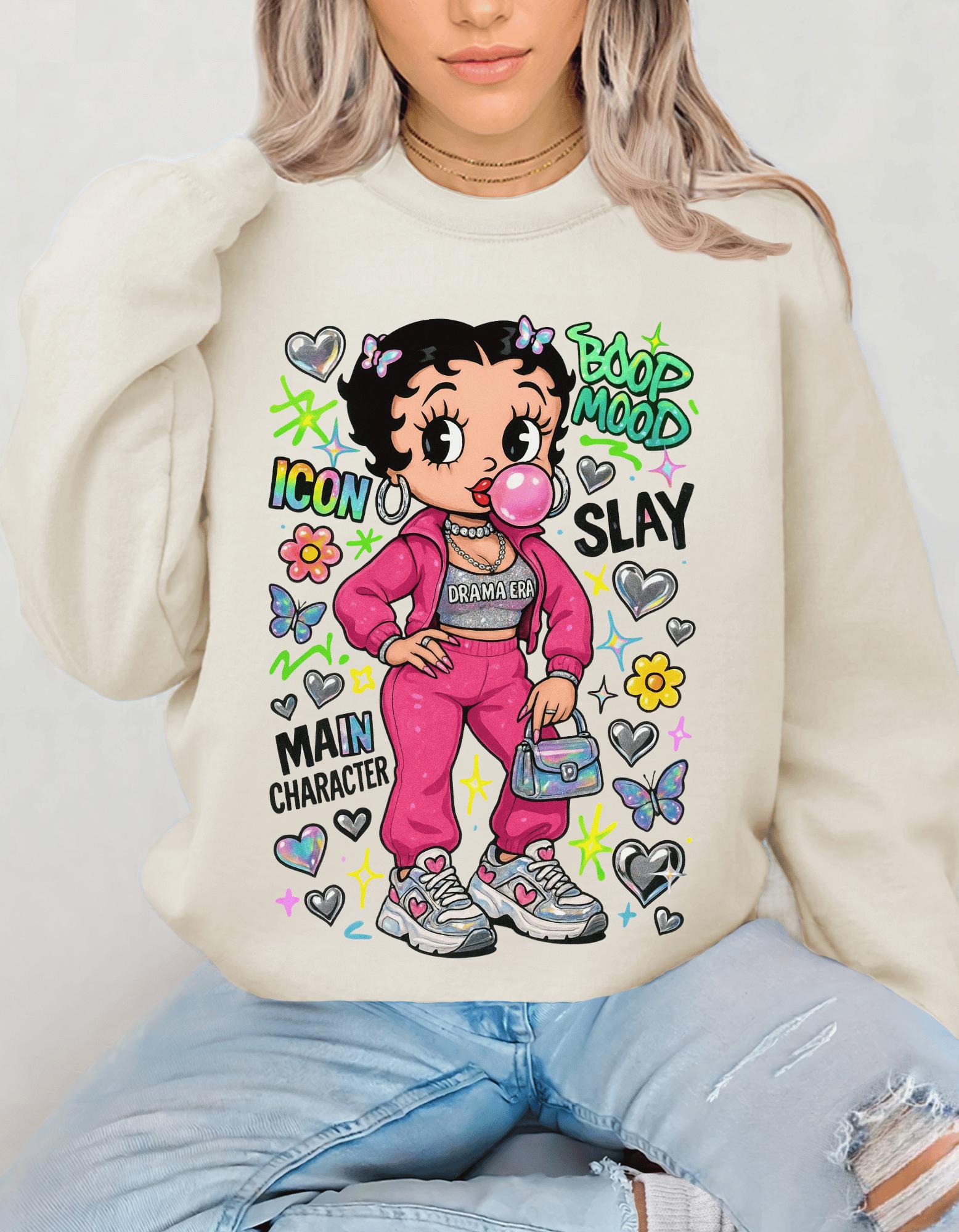 Trendy Crewneck Sweatshirt: Bold Character Design, Unisex Heavy Blend