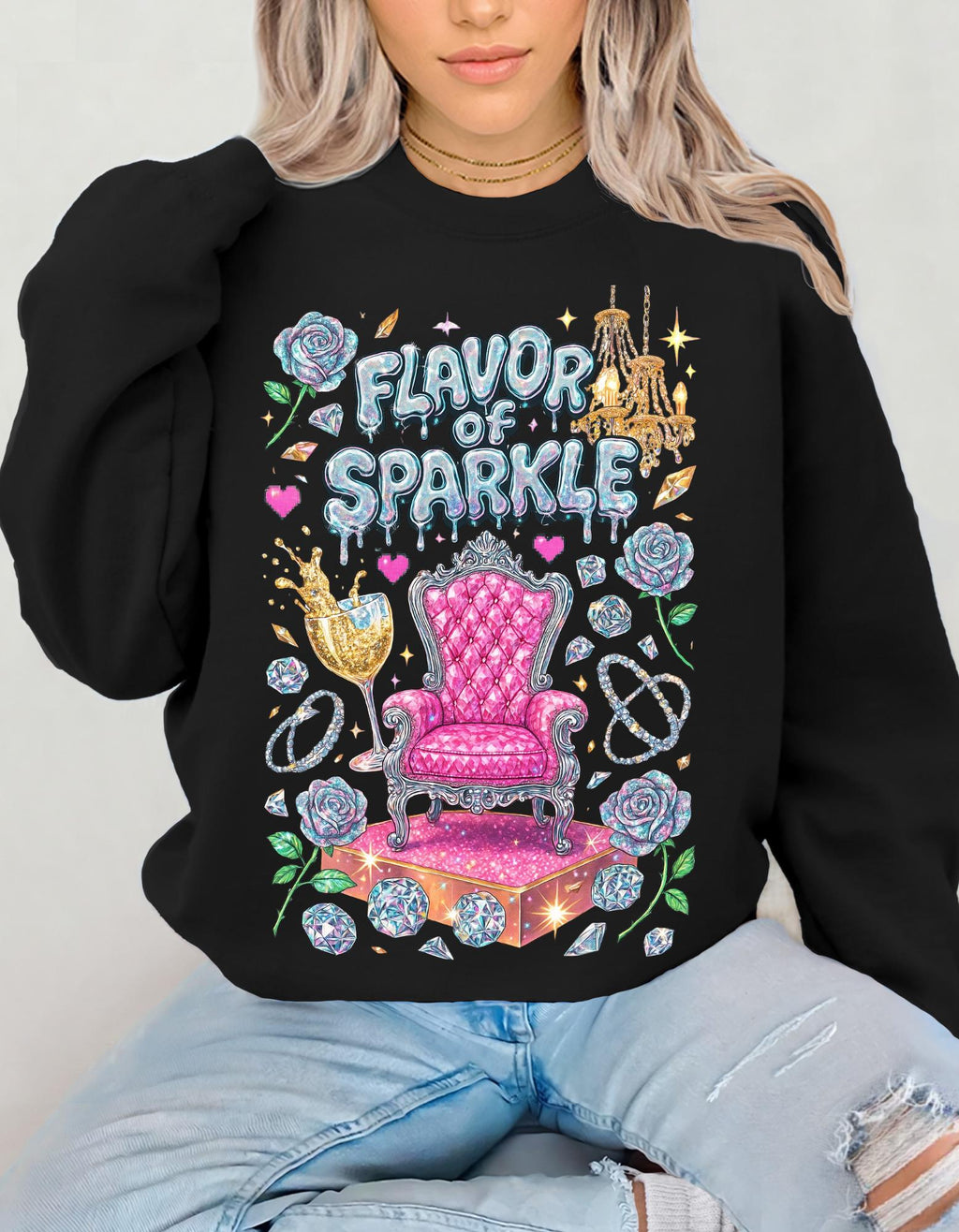 Sparkle Flavor Cozy Unisex Crewneck Sweatshirt - Holiday Casual Fashion Gift