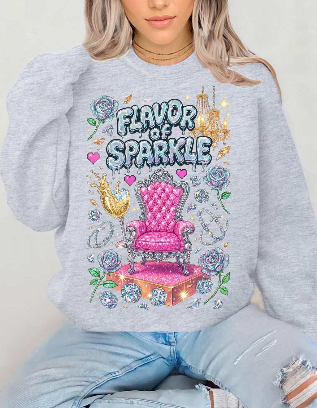 Sparkle Flavor Cozy Unisex Crewneck Sweatshirt - Holiday Casual Fashion Gift