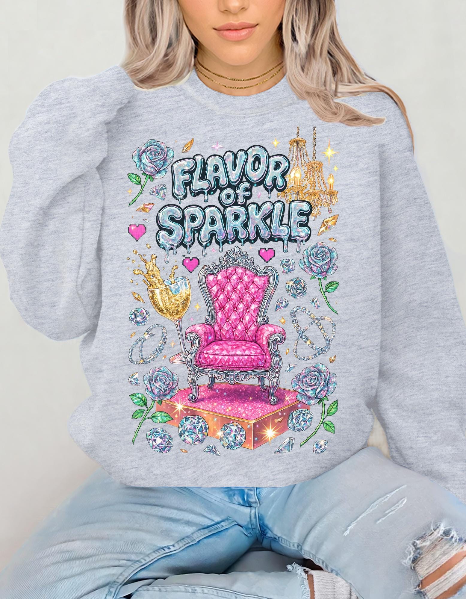 Sparkle Flavor Cozy Unisex Crewneck Sweatshirt - Holiday Casual Fashion Gift