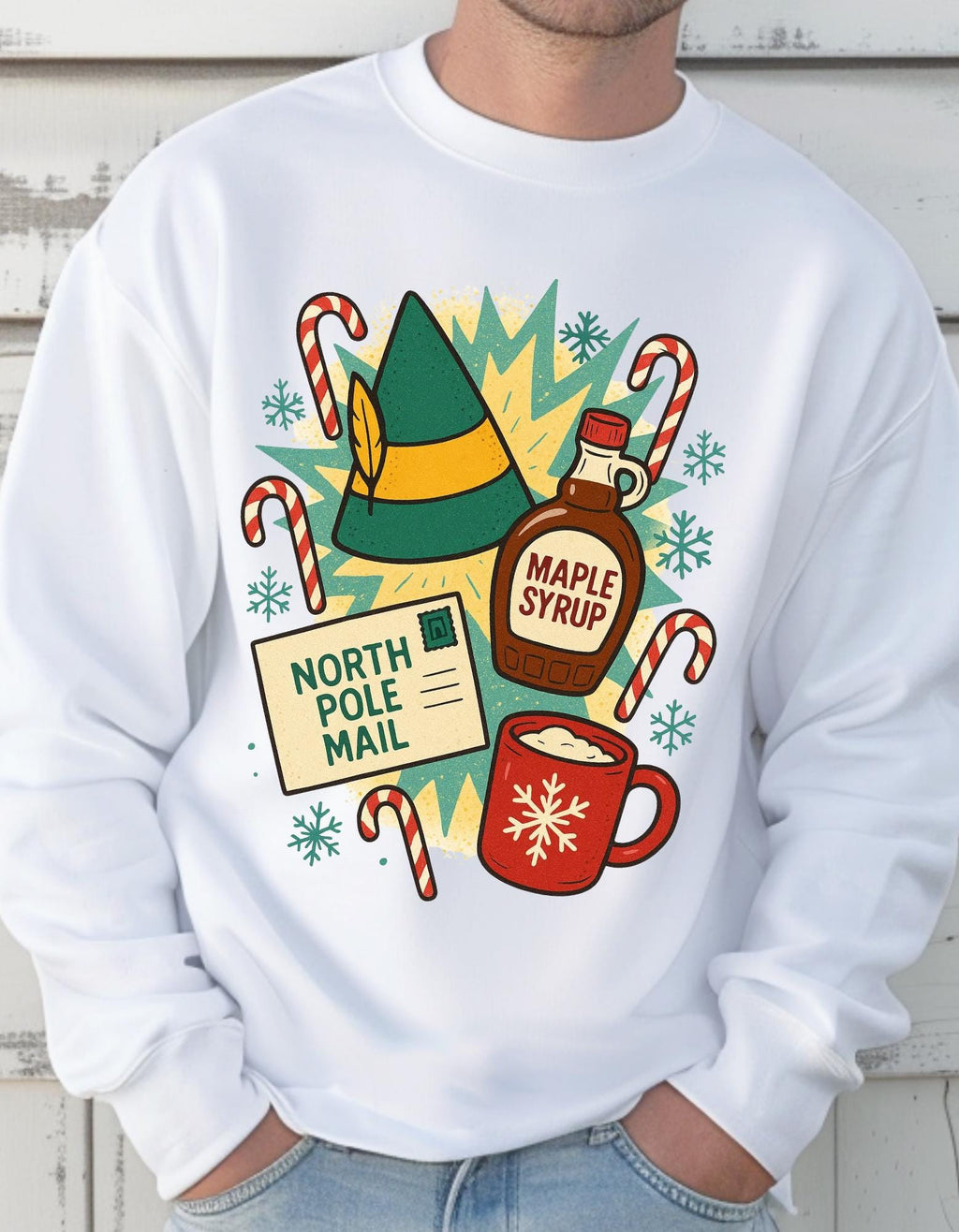 Elf Maple Syrup Crewneck Sweatshirt - Holiday Winter Apparel