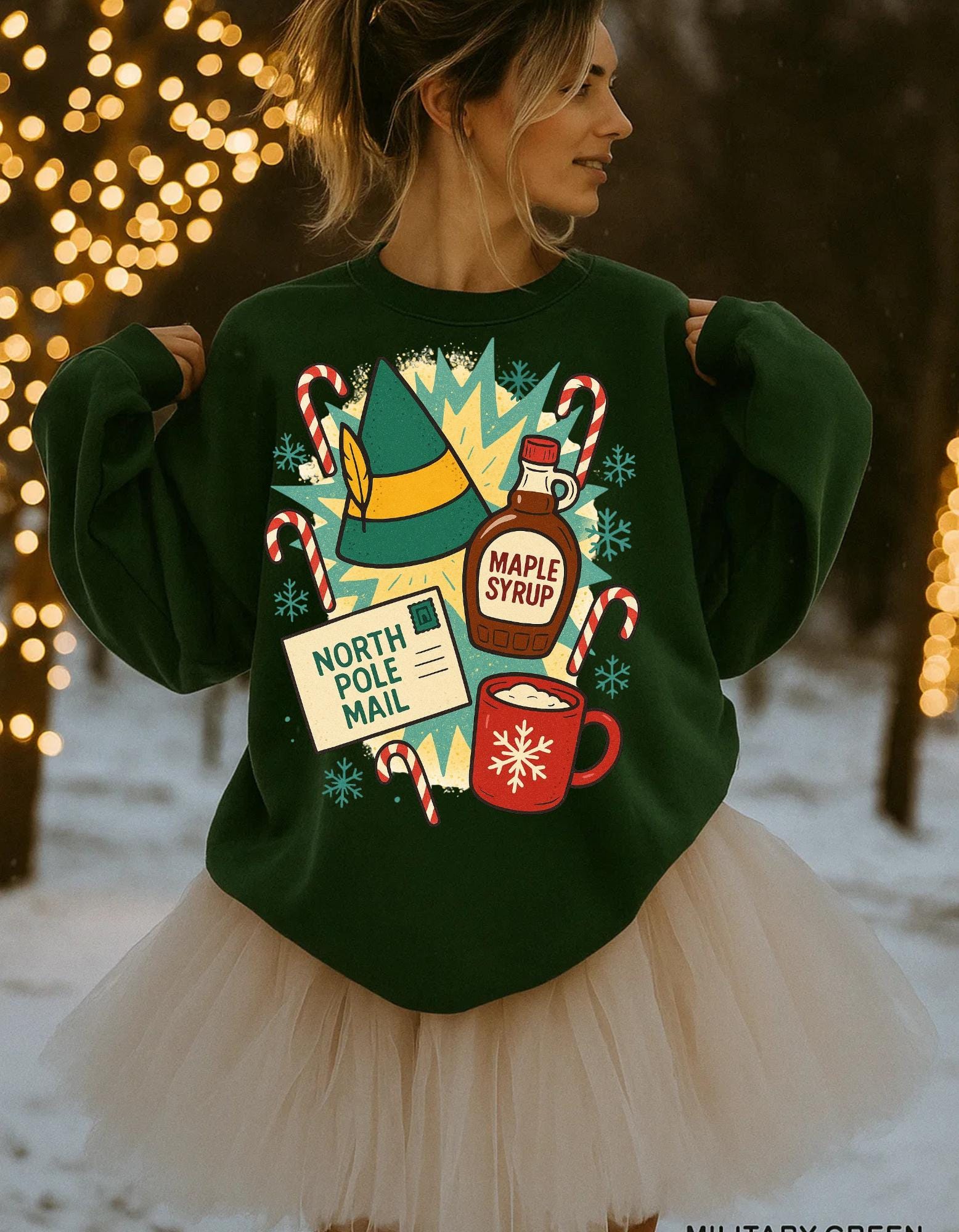 Elf Maple Syrup Crewneck Sweatshirt - Holiday Winter Apparel