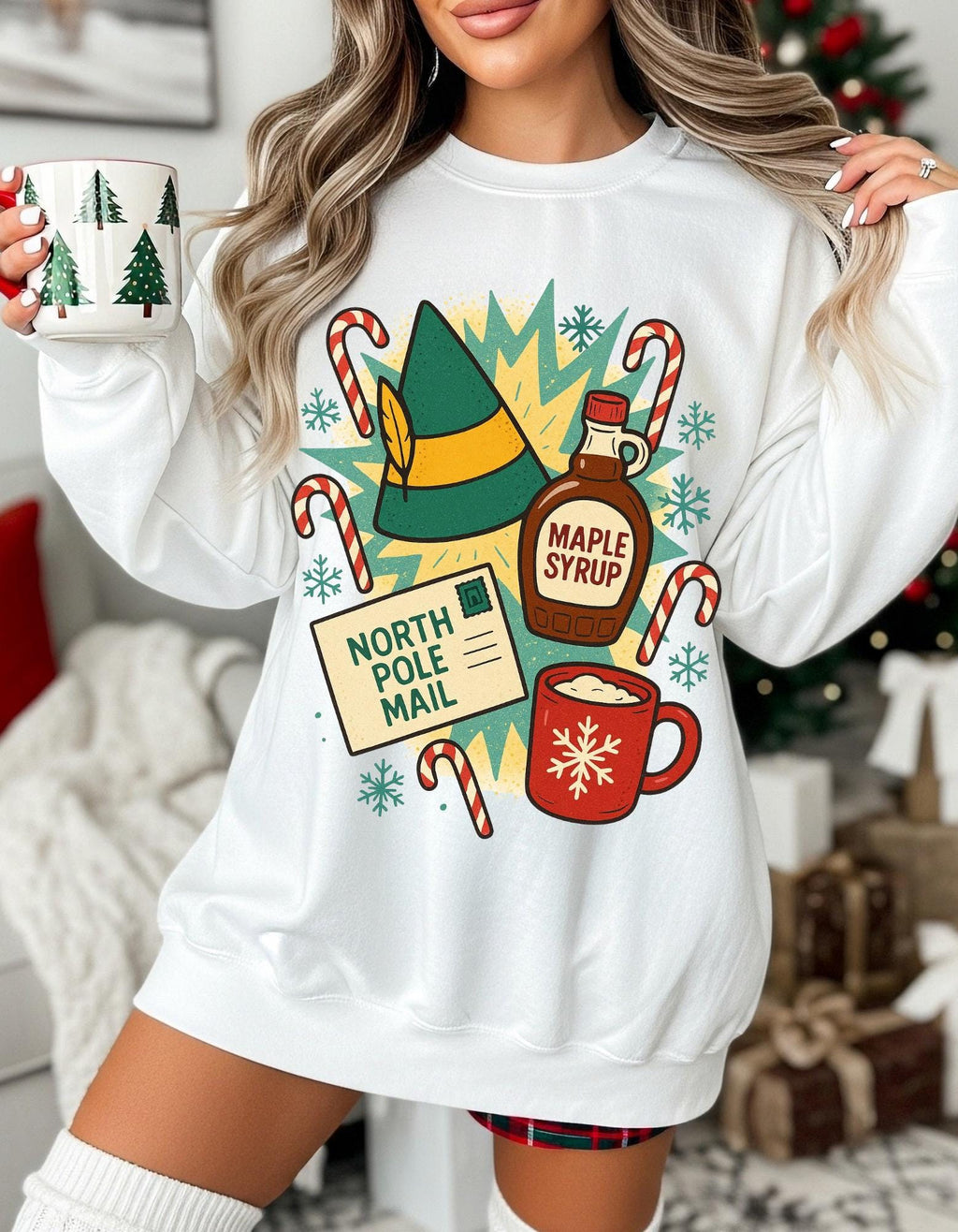 Elf Maple Syrup Crewneck Sweatshirt - Holiday Winter Apparel
