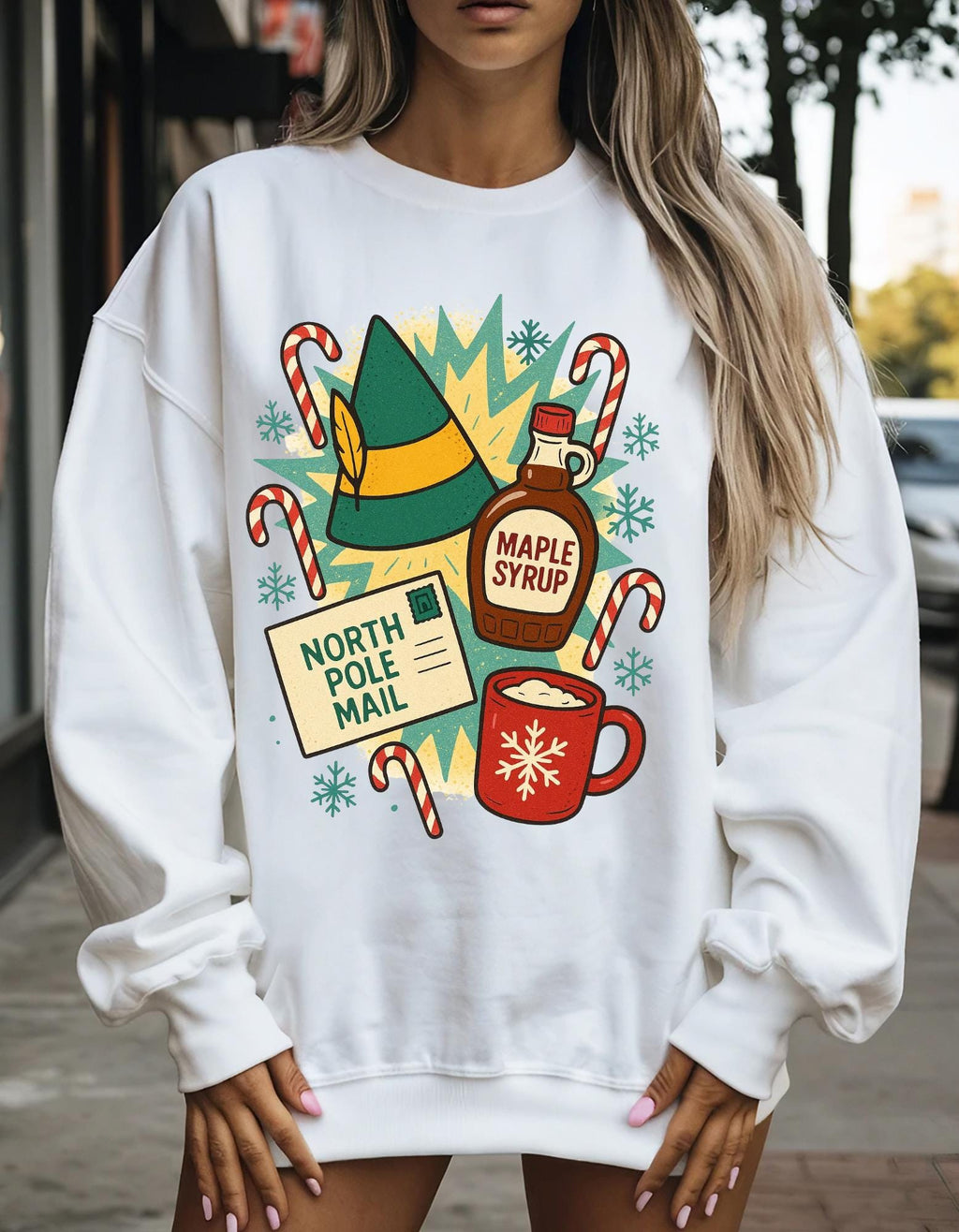 Elf Maple Syrup Crewneck Sweatshirt - Holiday Winter Apparel