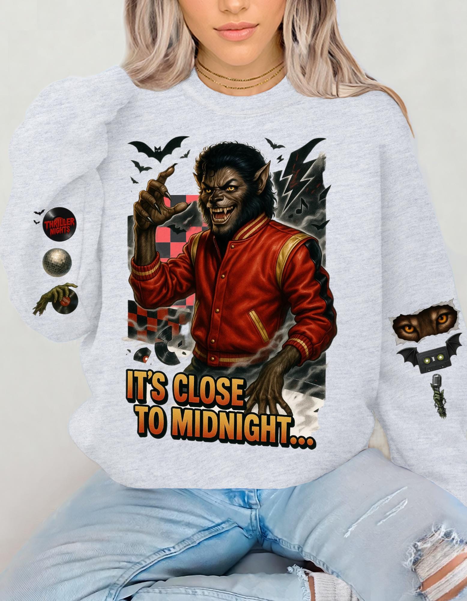 Retro Werewolf Sweatshirt: 80s Music Icon Thrills Crewneck