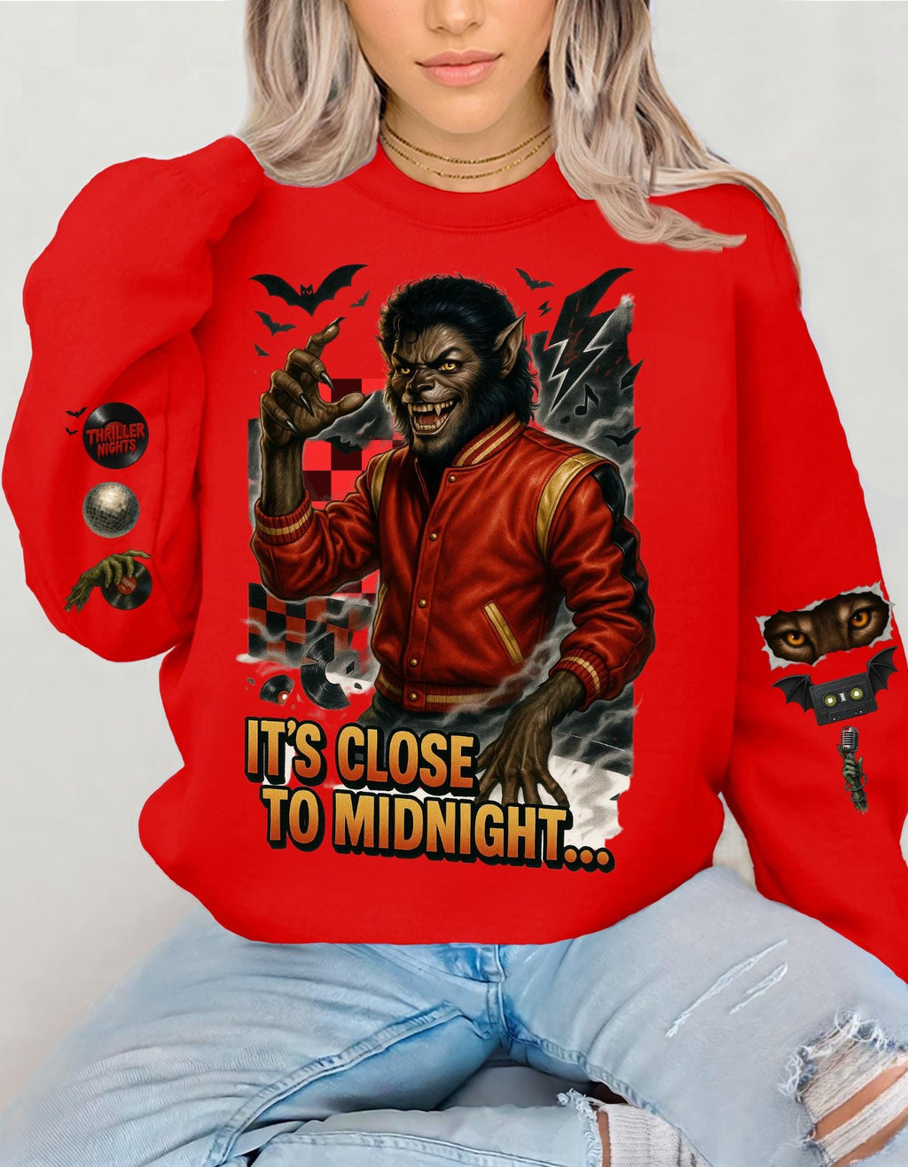 Retro Werewolf Sweatshirt: 80s Music Icon Thrills Crewneck