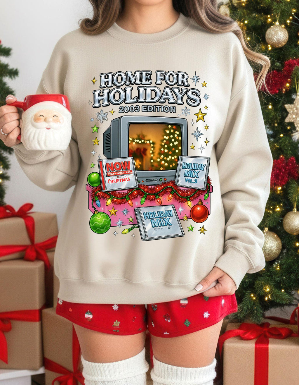 Y2K Christmas Sweatshirt 2003 Edition Retro Holiday Design Vintage Xmas Pullover Cozy Winter Gift