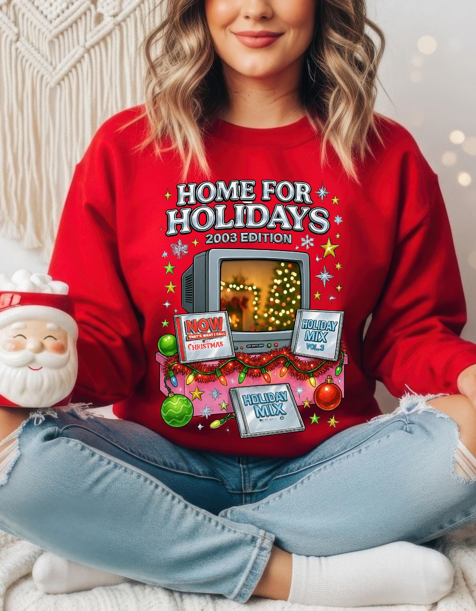 Y2K Christmas Sweatshirt 2003 Edition Retro Holiday Design Vintage Xmas Pullover Cozy Winter Gift