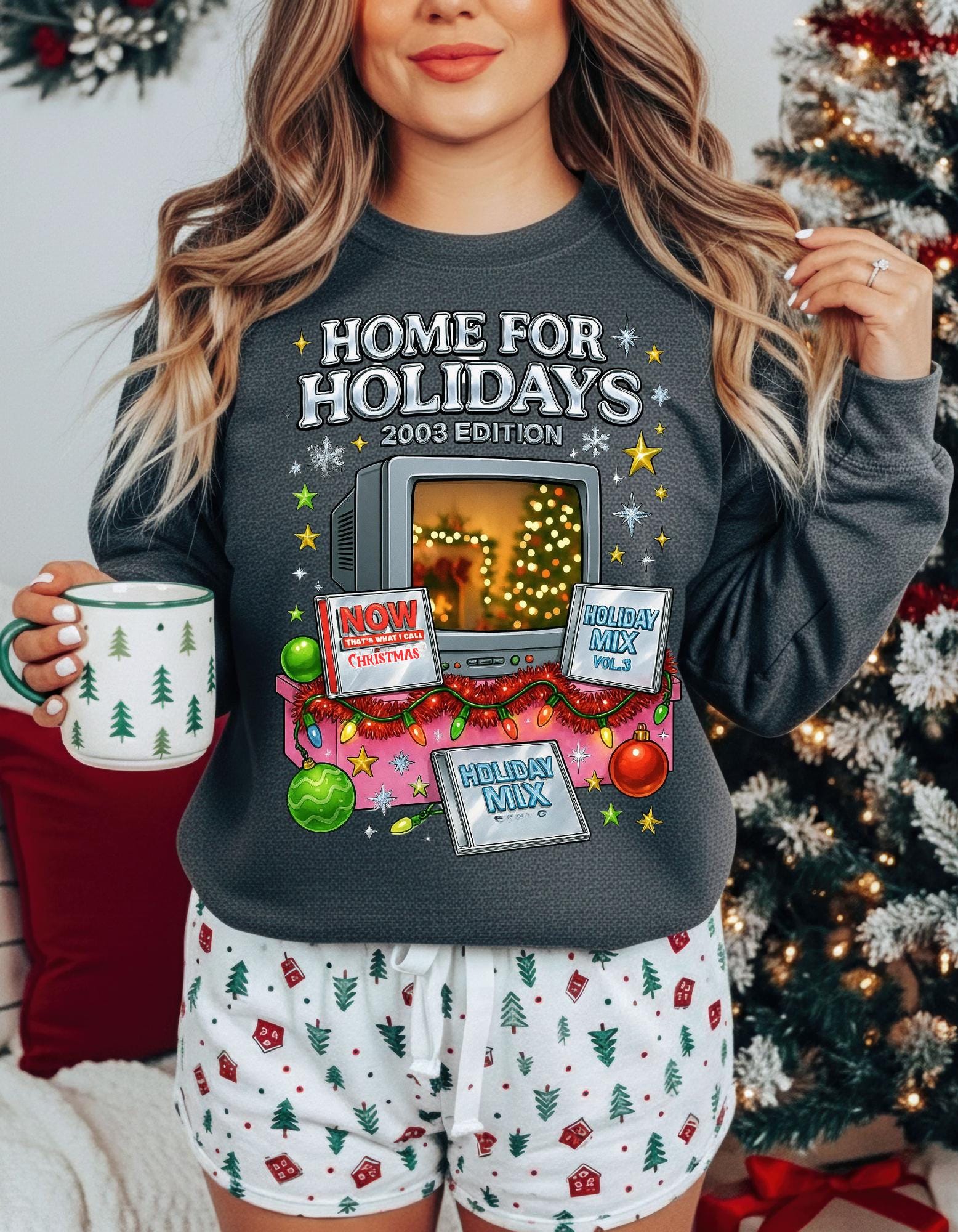 Y2K Christmas Sweatshirt 2003 Edition Retro Holiday Design Vintage Xmas Pullover Cozy Winter Gift