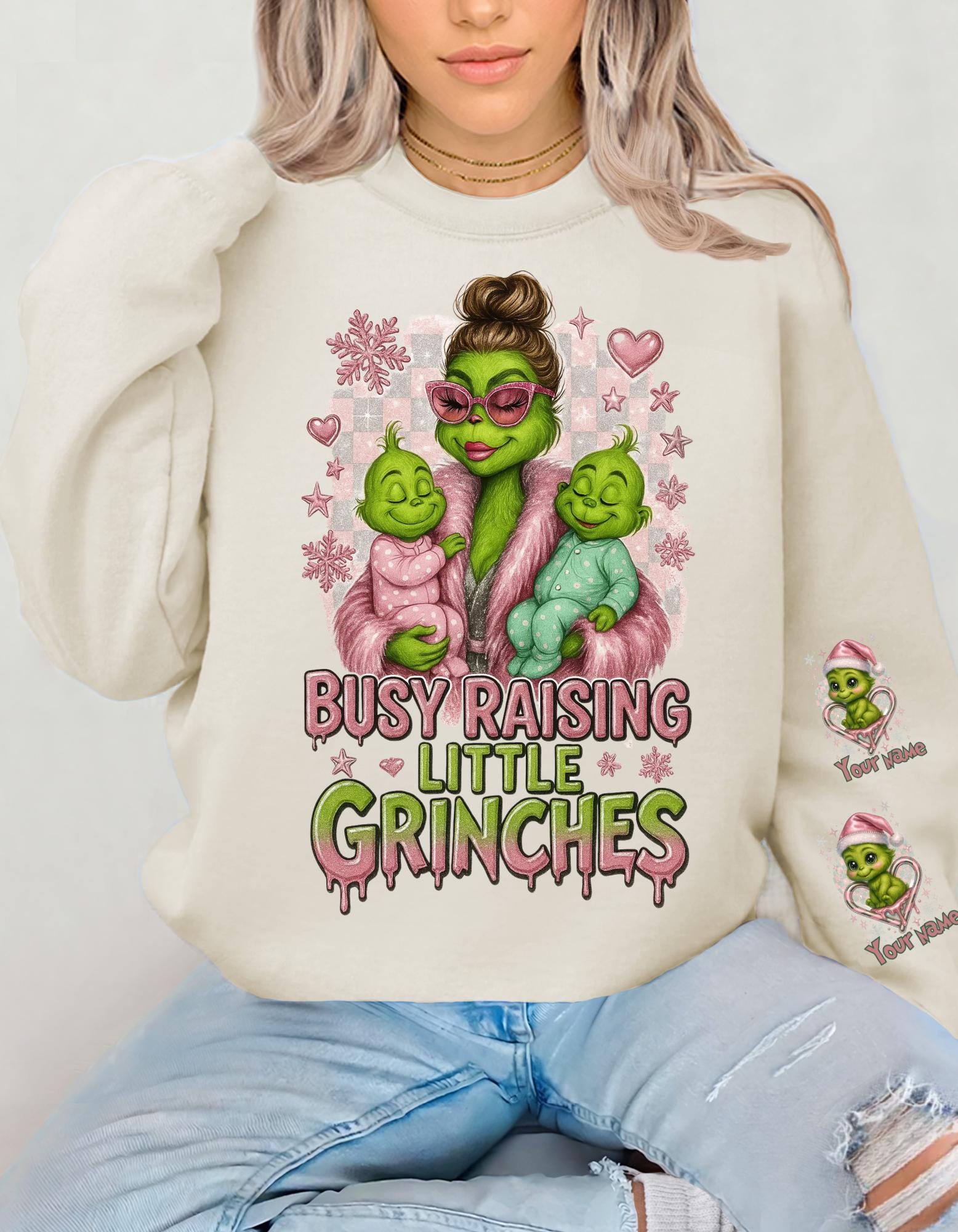 Retro Festive Mom Sweatshirt: Raising Holiday Troublemakers - Funny Christmas Family Apparel