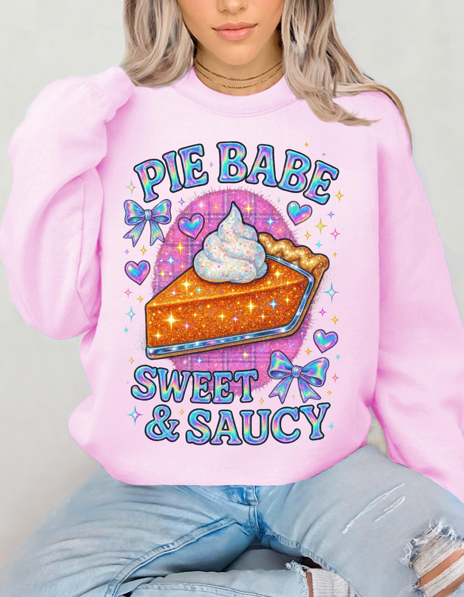 Y2K Holographic Pie Babe Sweatshirt - Retro 90s Jumper