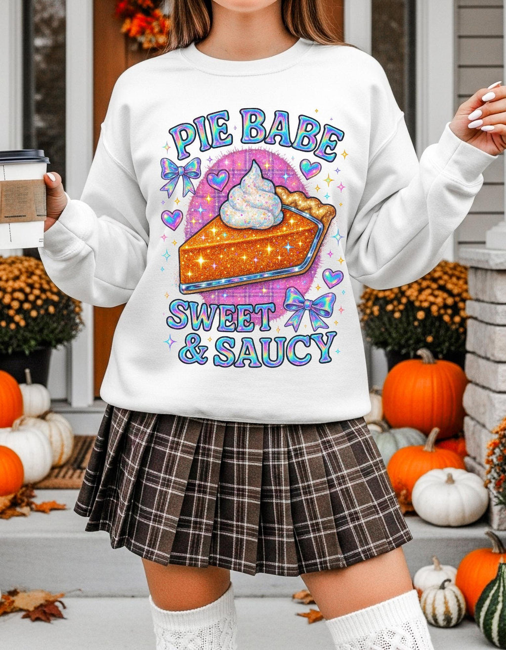 Y2K Holographic Pie Babe Sweatshirt - Retro 90s Jumper
