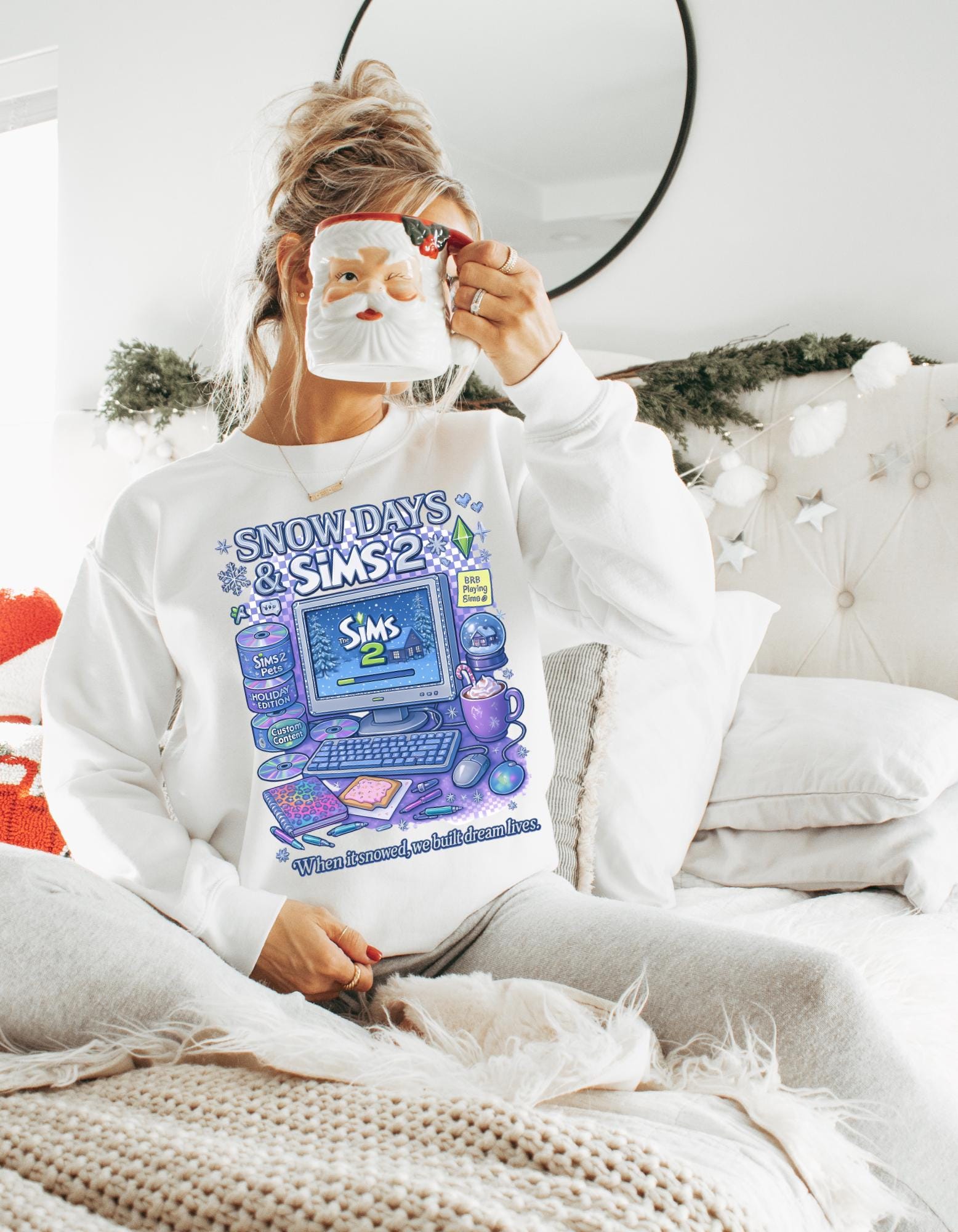 Y2K Life Simulation Gamer Sweatshirt | Retro simulation Crewneck