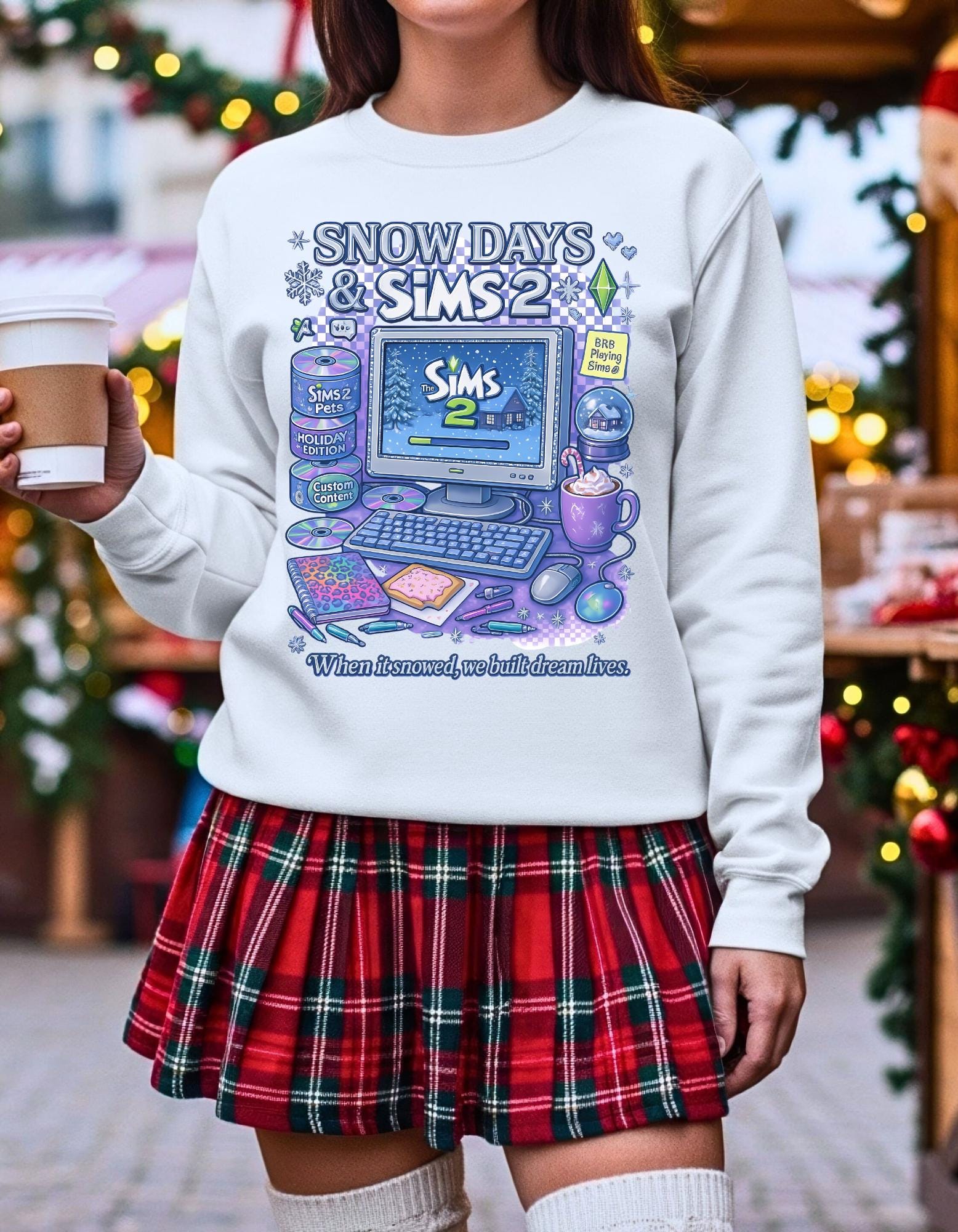 Y2K Life Simulation Gamer Sweatshirt | Retro simulation Crewneck
