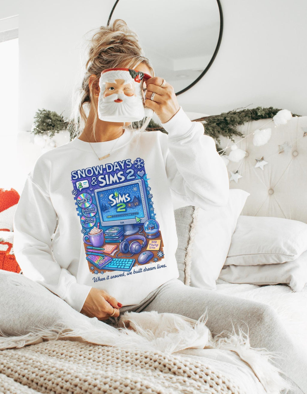 Y2K Life Simulation Gamer Sweatshirt | Retro simulation Crewneck