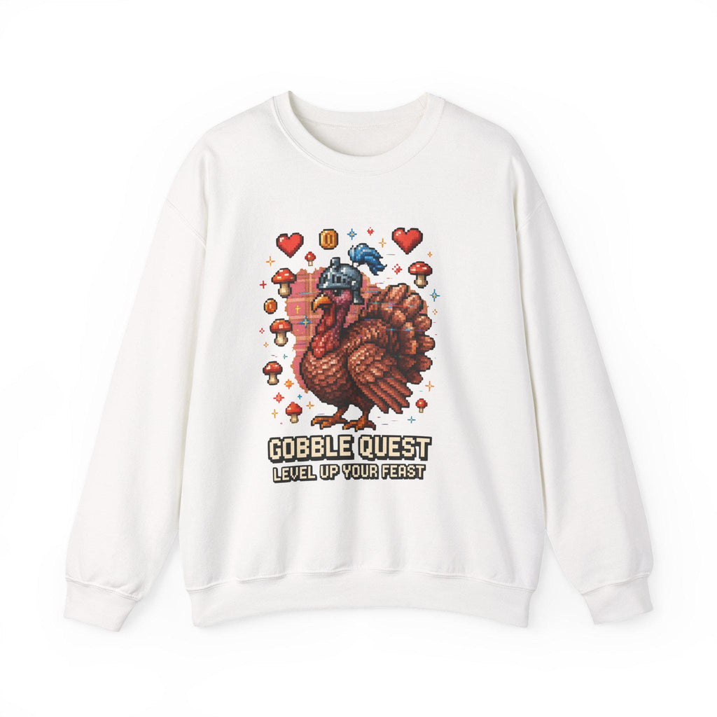 Gobble Quest Thanksgiving Gamer Sweatshirt: Retro Pixel Turkey Day Unisex Crewneck Hoodie Gift