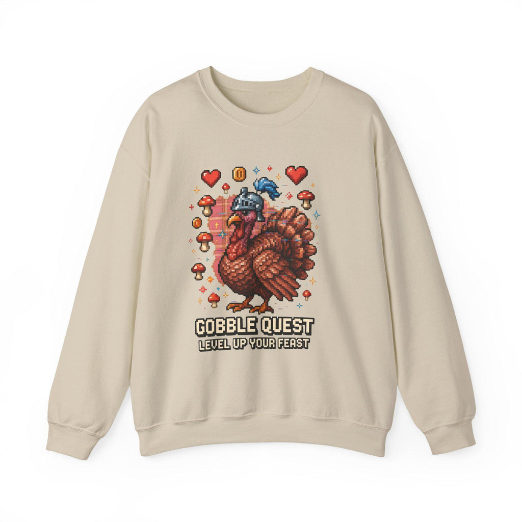 Gobble Quest Thanksgiving Gamer Sweatshirt: Retro Pixel Turkey Day Unisex Crewneck Hoodie Gift