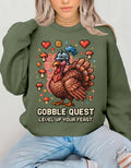Gobble Quest Thanksgiving Gamer Sweatshirt: Retro Pixel Turkey Day Unisex Crewneck Hoodie Gift