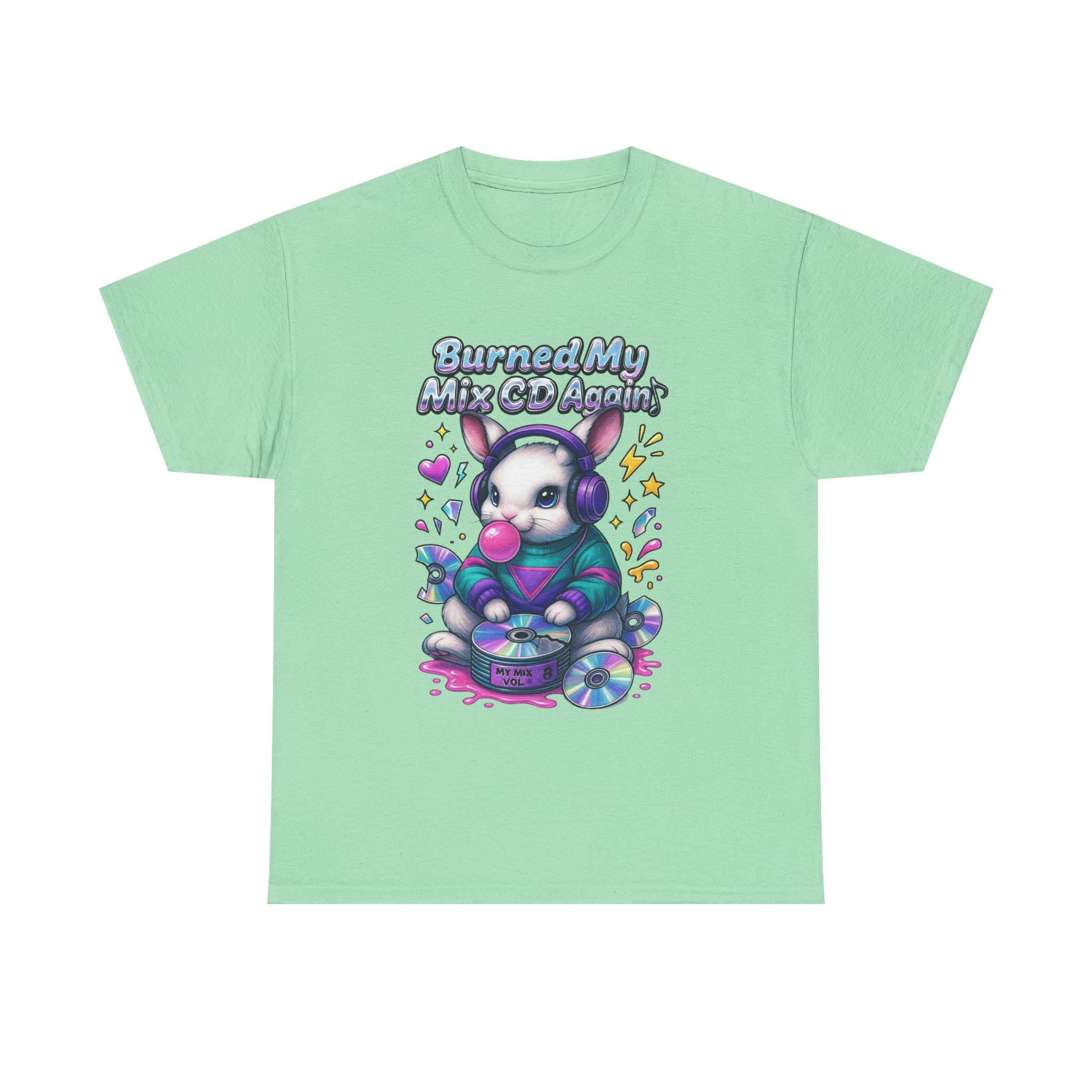 Y2K Bunny Graphic Tee Lime Green Oversized Unisex T-Shirt Vintage Cotton Casual Wear Gift