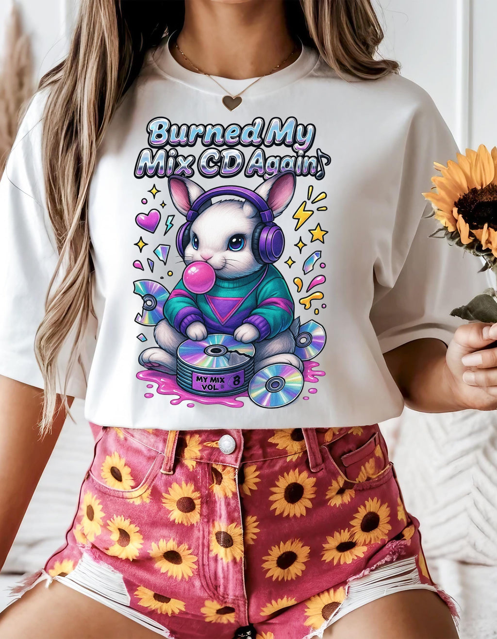 Y2K Bunny Graphic Tee Lime Green Oversized Unisex T-Shirt Vintage Cotton Casual Wear Gift
