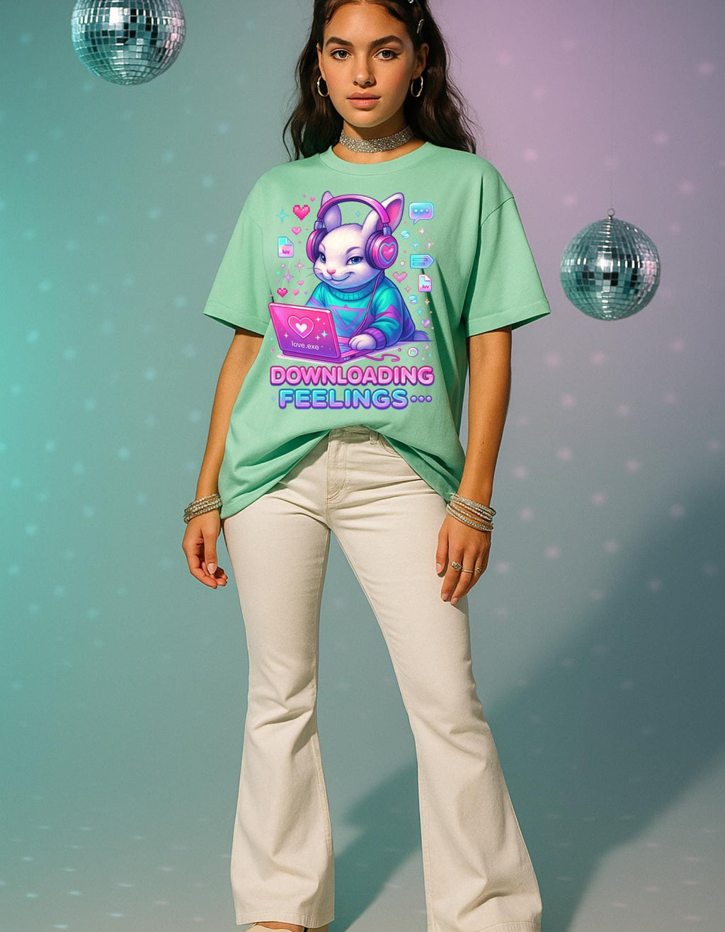 Cyber Bunny Graphic Tee: Y2K Pink Techcore Shirt