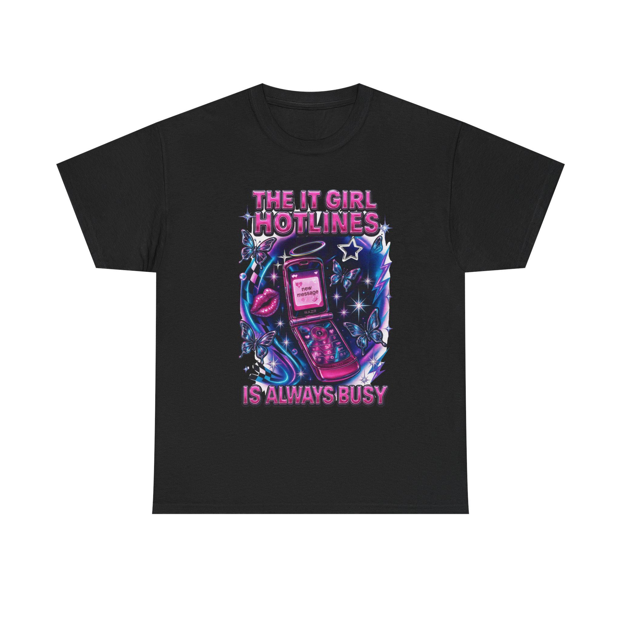Y2K It Girl Hotline Tee - Retro 90s Graphic Print