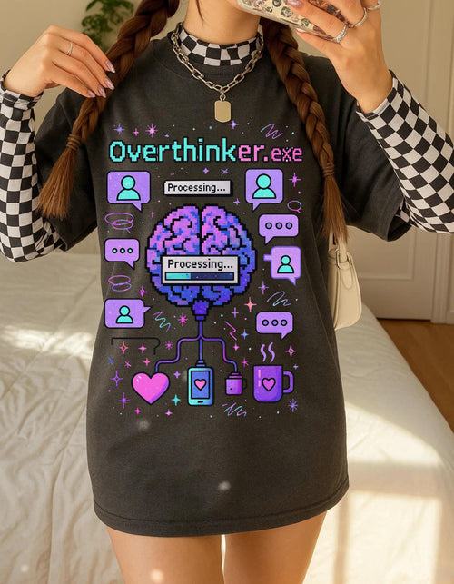 Anxiety Overthinker Unisex Y2K Mental Health Graphic Tee Heavy Cotton Vintage Vibes T-Shirt