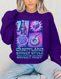Candyland-Inspired Cozy Crewneck | Unisex Graphic Sweatshirt | Quirky Sweet Fashion Gift