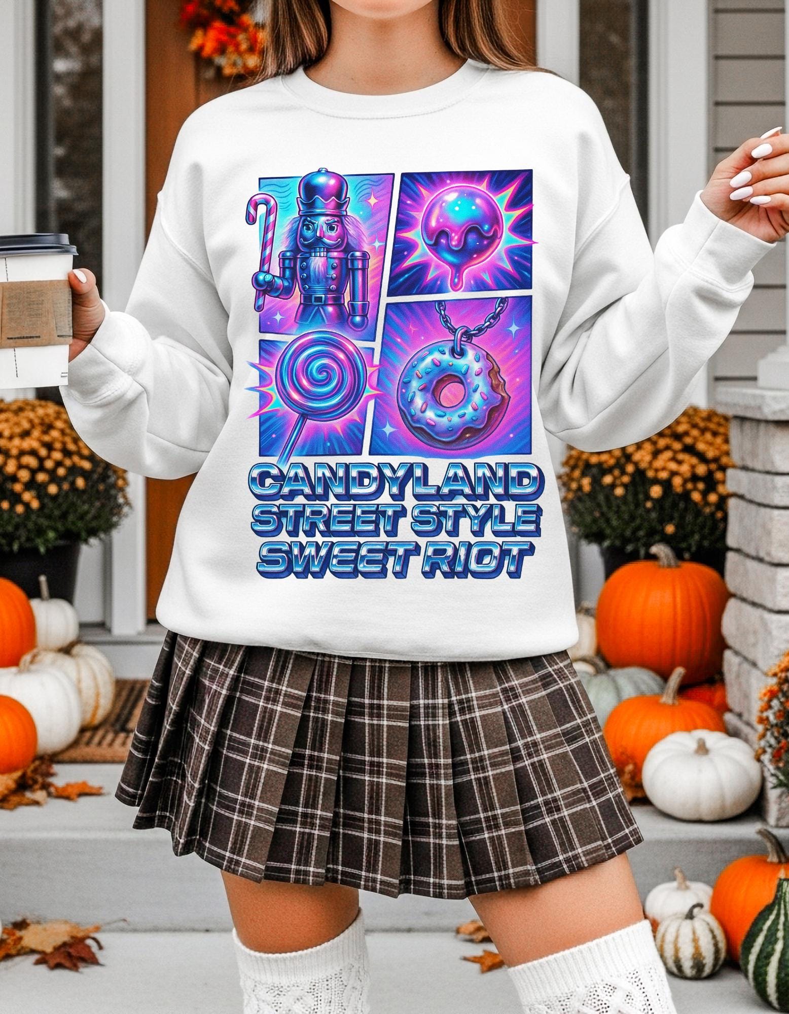 Candyland-Inspired Cozy Crewneck | Unisex Graphic Sweatshirt | Quirky Sweet Fashion Gift