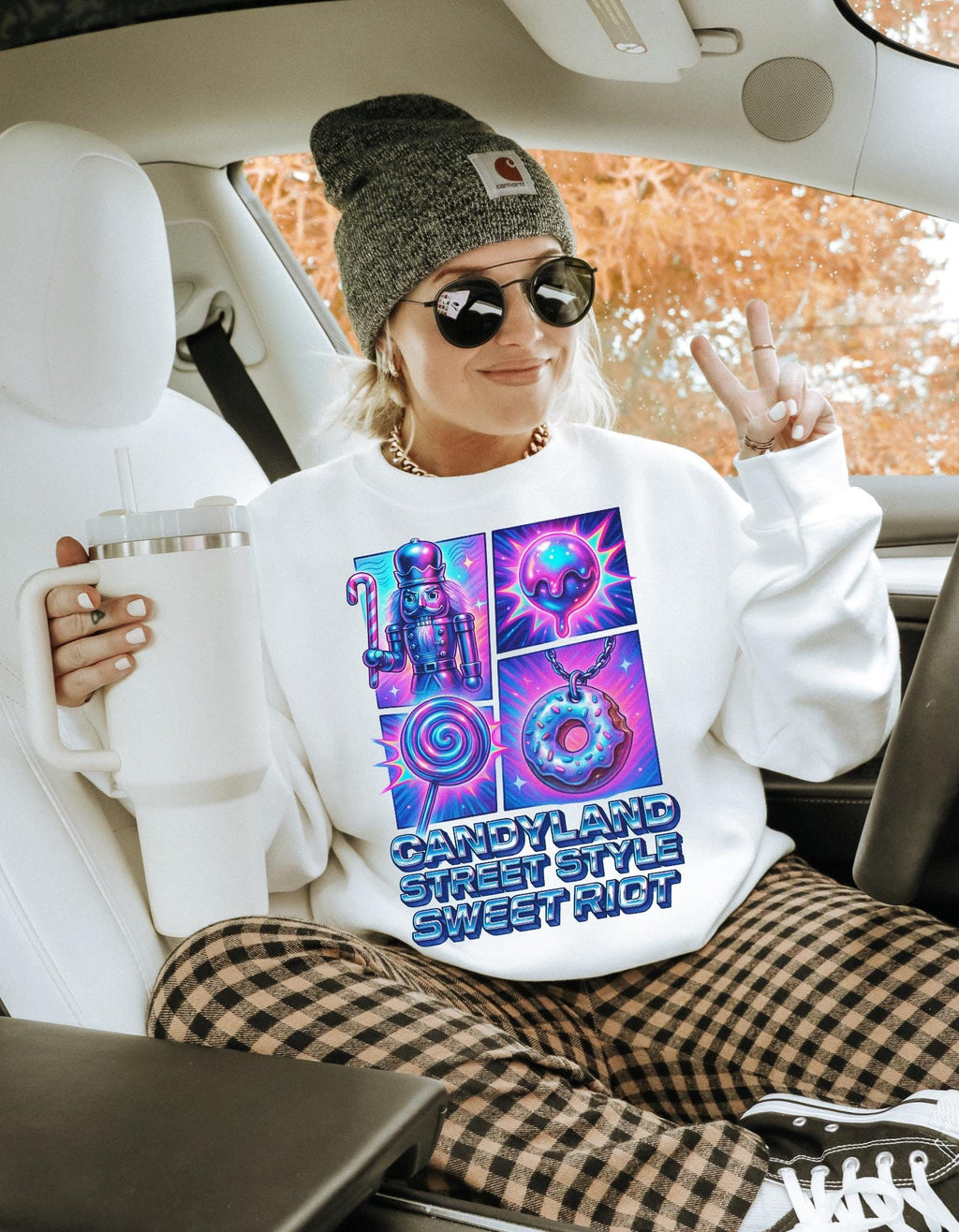 Candyland-Inspired Cozy Crewneck | Unisex Graphic Sweatshirt | Quirky Sweet Fashion Gift