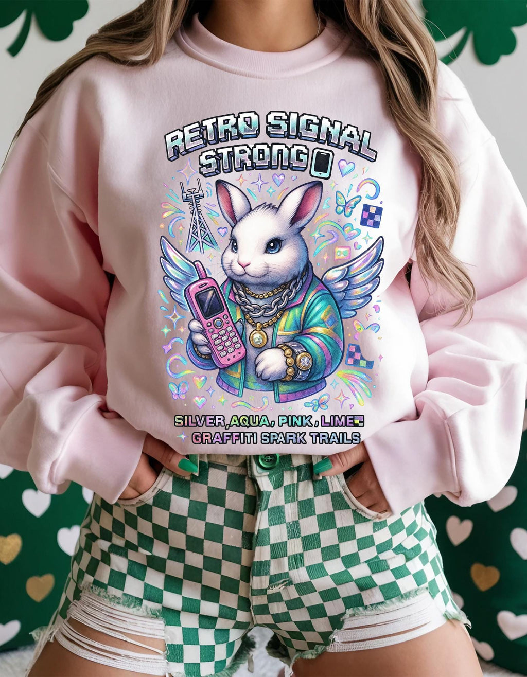 Retro Signal Bunny Hoodie | Y2K Arcade Gamer Sweatshirt