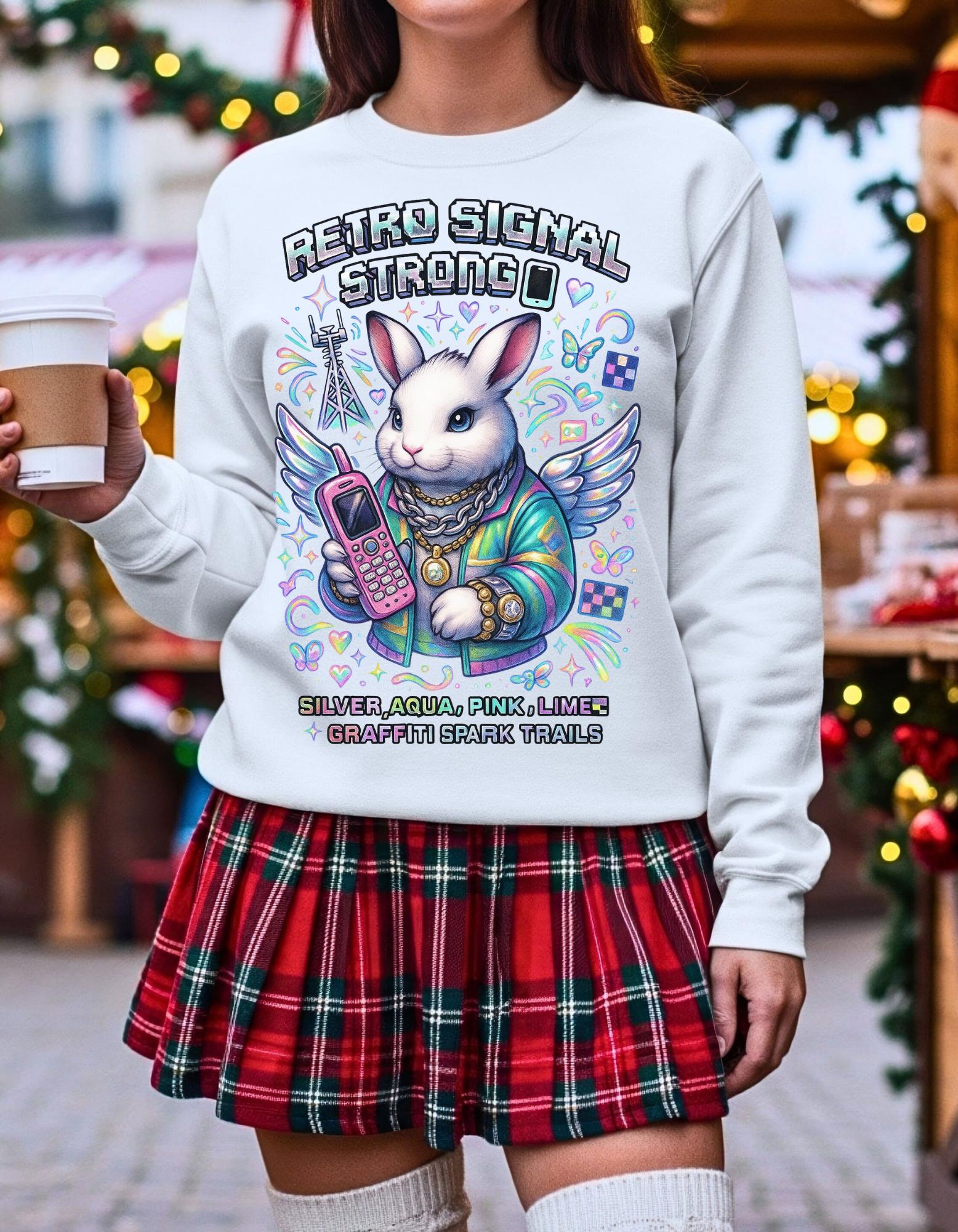 Retro Signal Bunny Hoodie | Y2K Arcade Gamer Sweatshirt