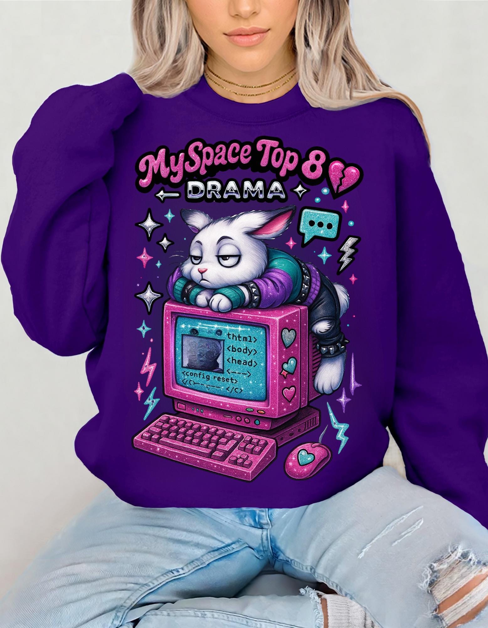 Vintage MySpace Top 8 Crewneck Sweatshirt – Nostalgic 90s Gamer Gift