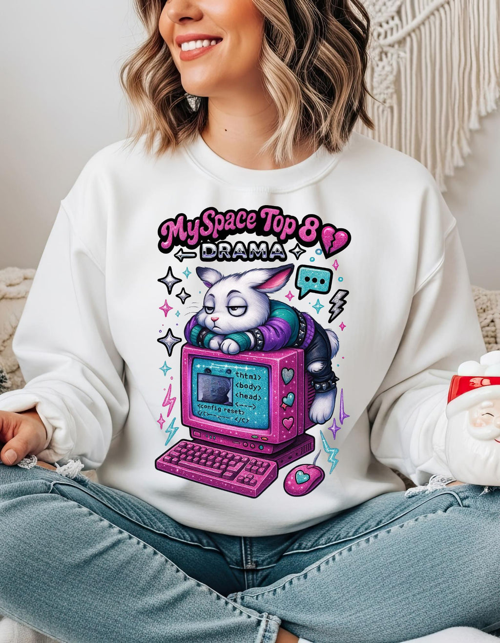 Vintage MySpace Top 8 Crewneck Sweatshirt – Nostalgic 90s Gamer Gift